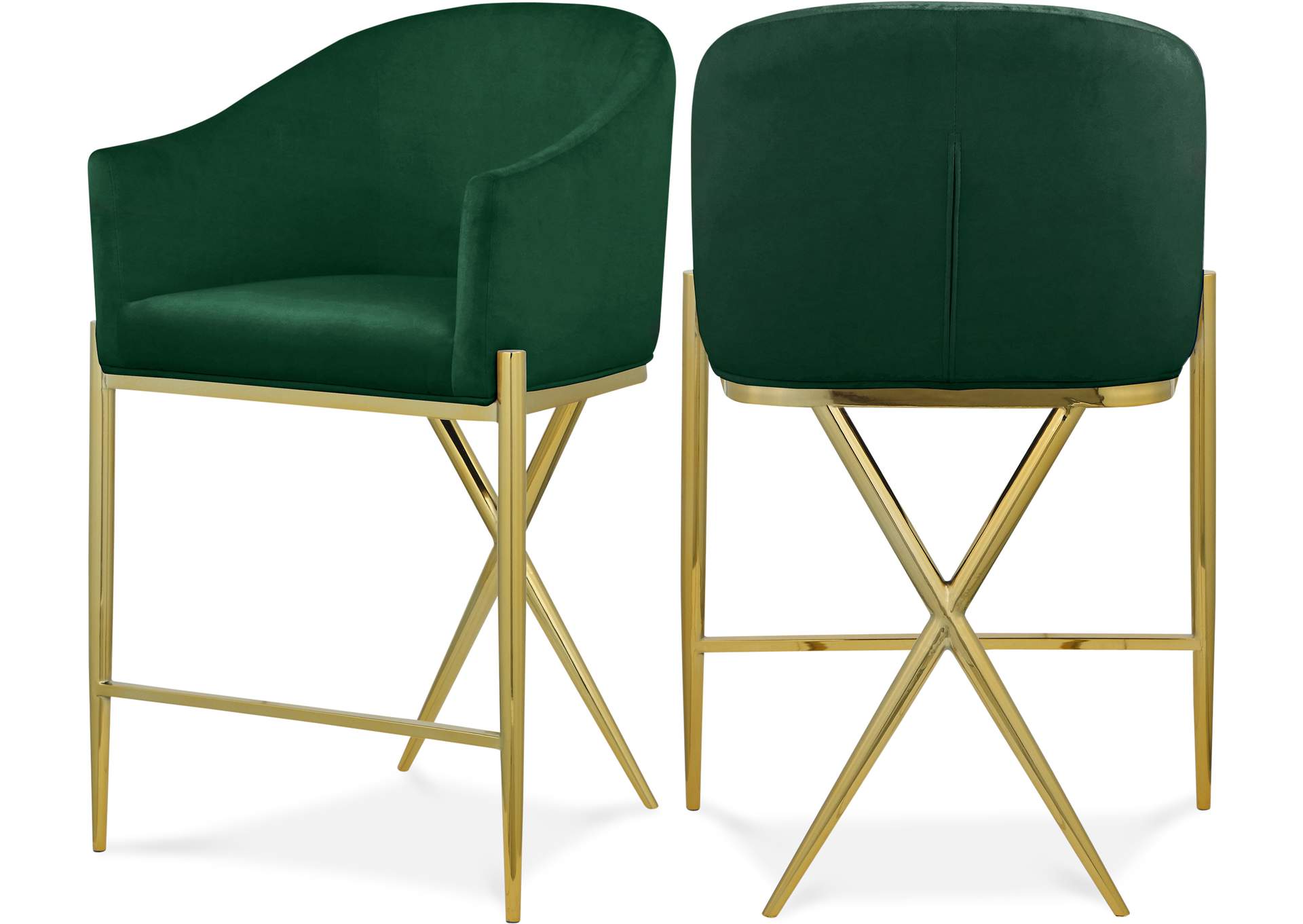 Xavier Green Velvet Counter Stool,Meridian Furniture