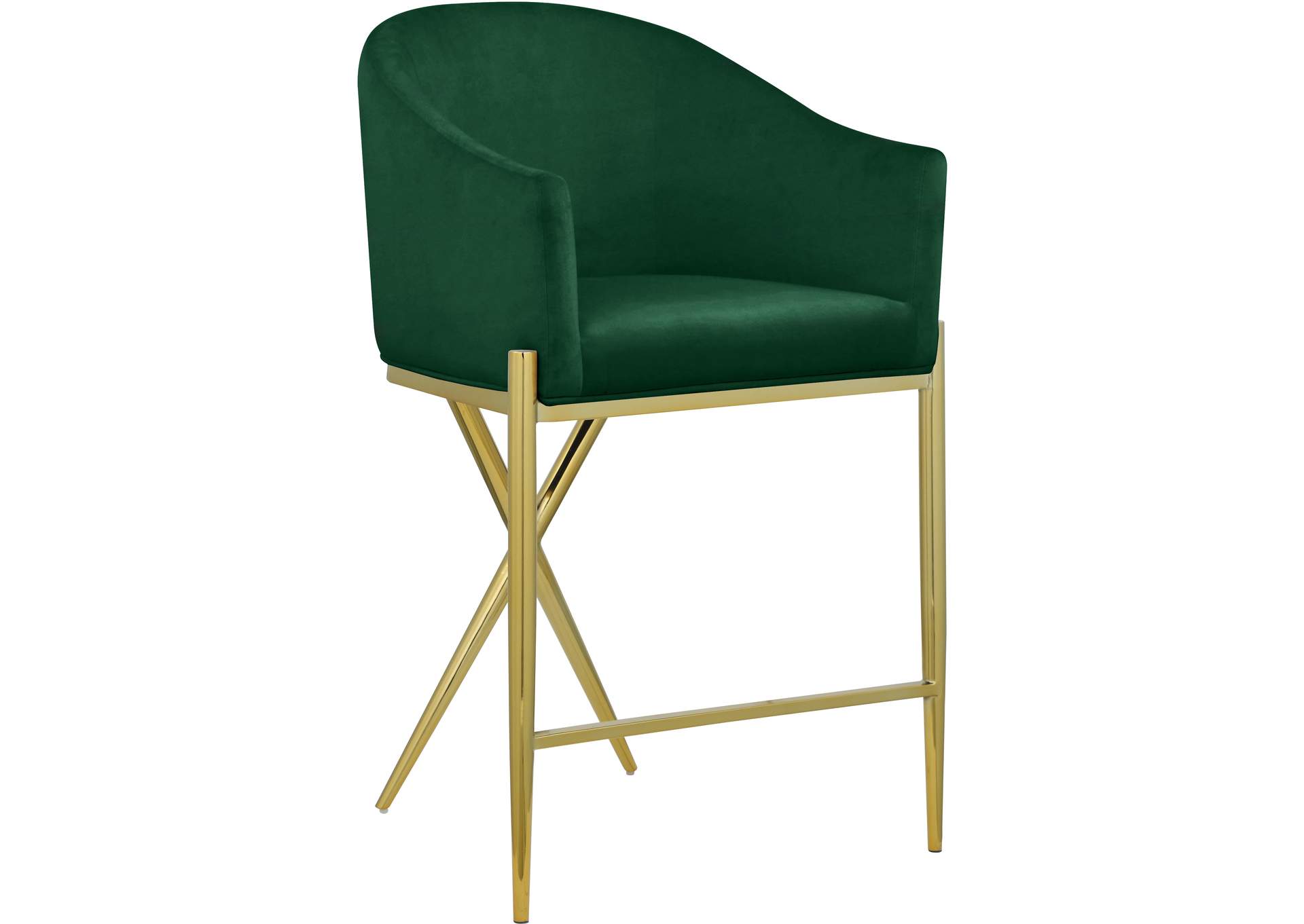 Xavier Green Velvet Counter Stool,Meridian Furniture