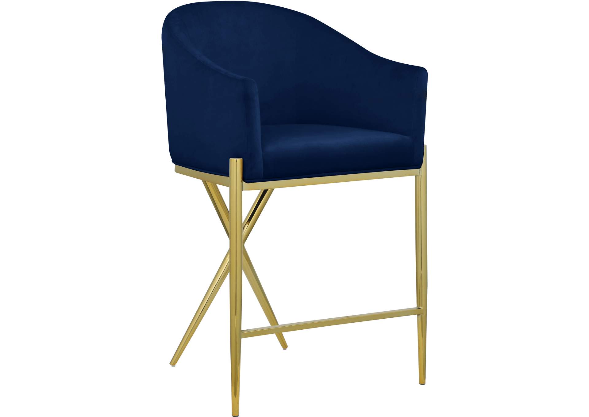 Xavier Navy Velvet Counter Stool,Meridian Furniture