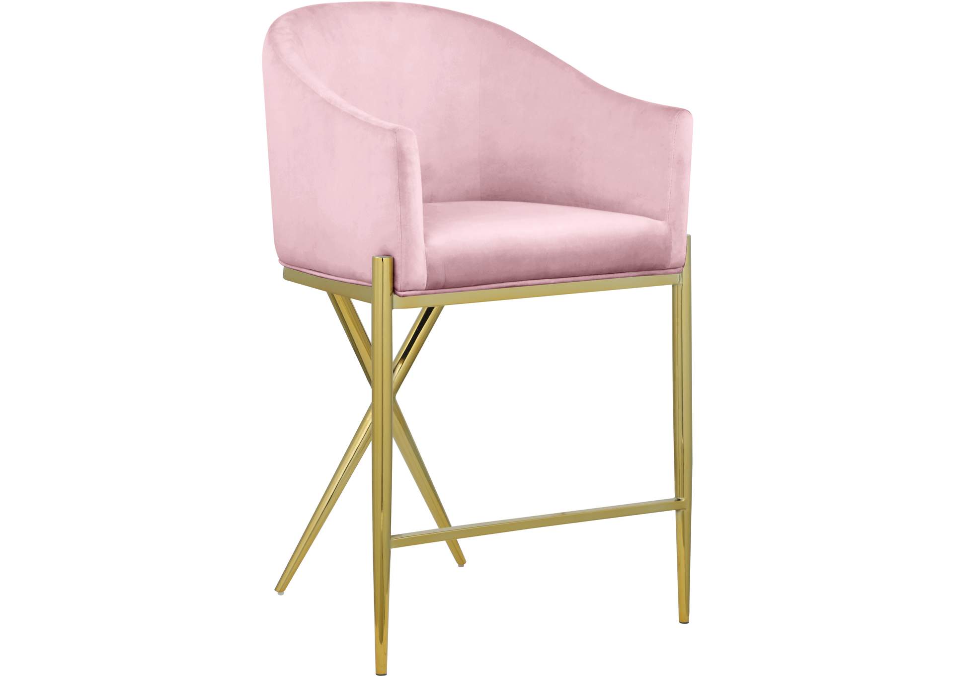 Xavier Pink Velvet Counter Stool,Meridian Furniture