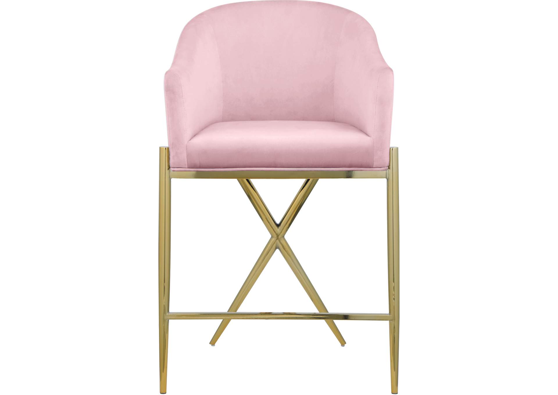 Xavier Pink Velvet Counter Stool,Meridian Furniture