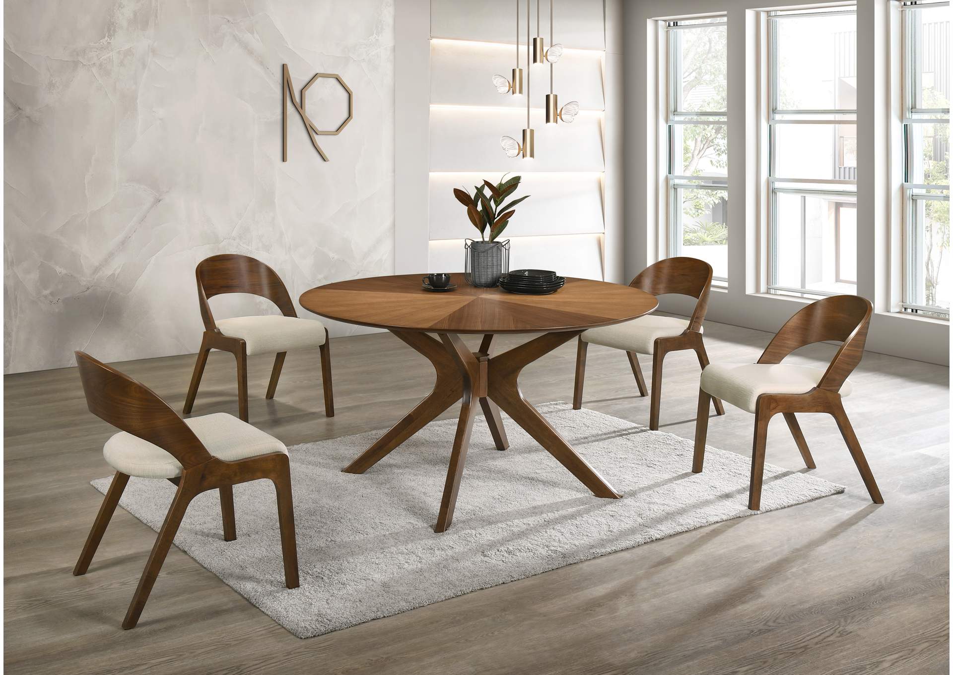 Woodson Rich Walnut Veneer Dining Table,Meridian Furniture