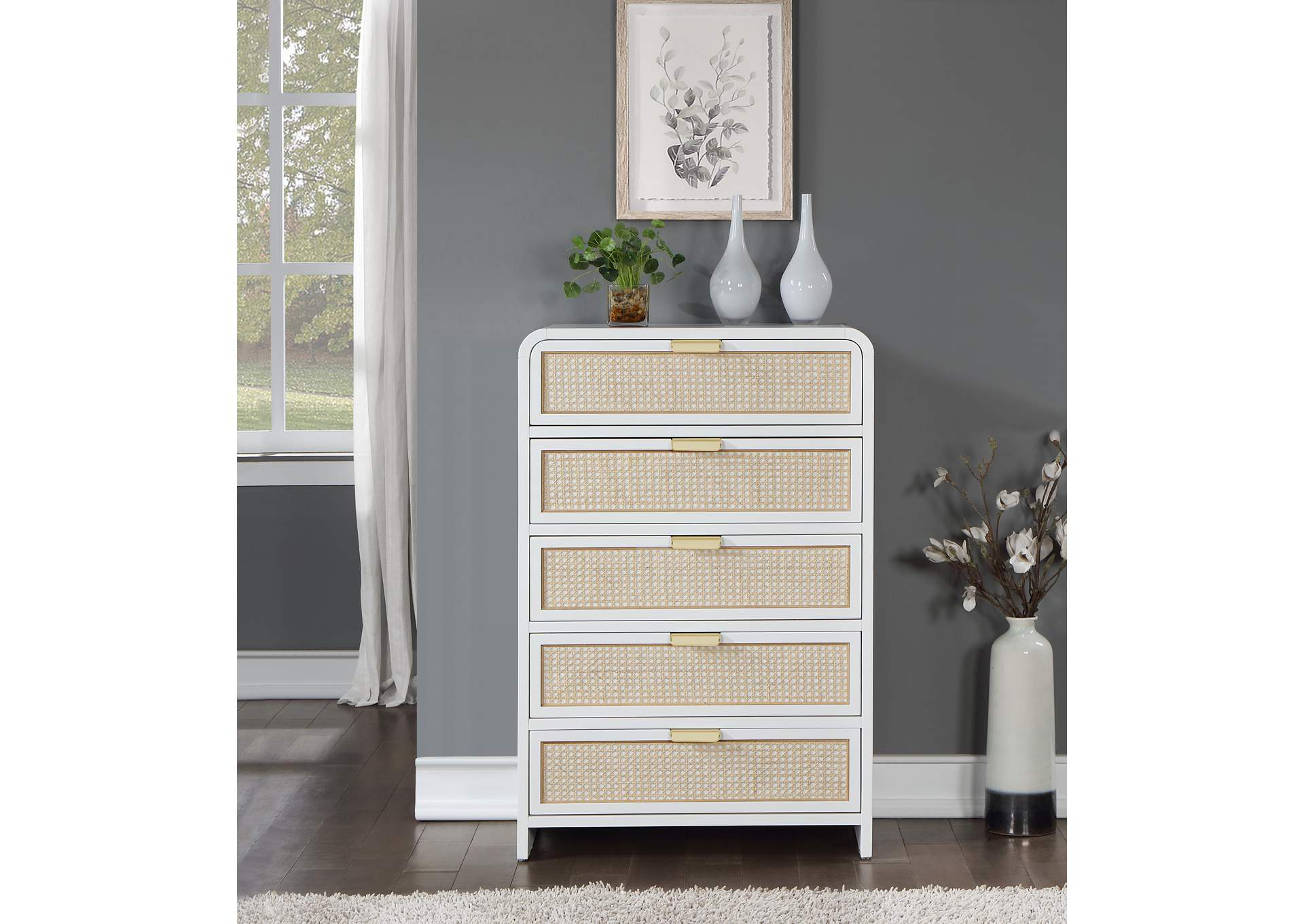 Sage White Chest,Meridian Furniture