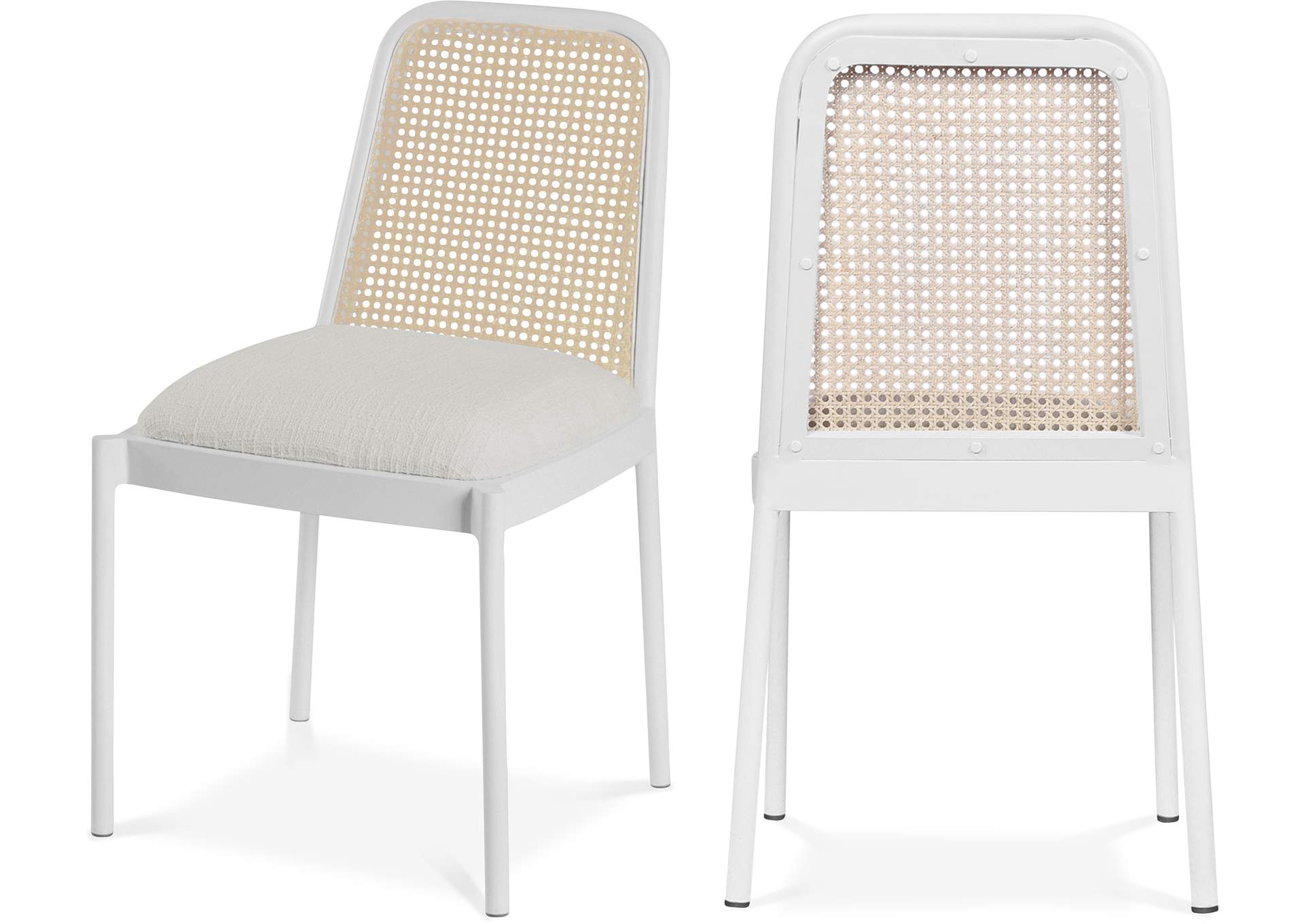 Atticus White Powder Coated Metal Dining Chair Set of 2,Meridian Furniture