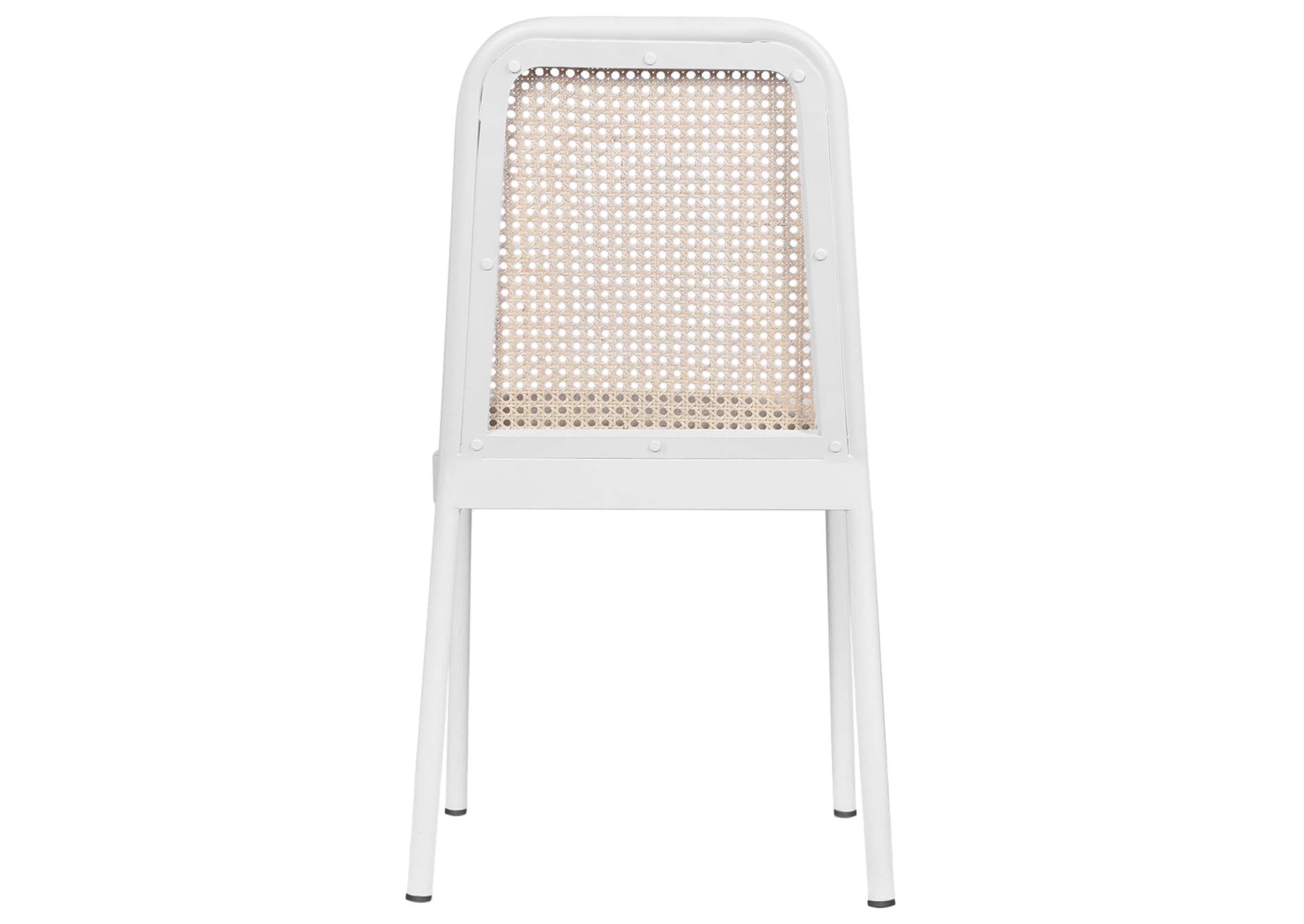 Atticus White Powder Coated Metal Dining Chair Set of 2,Meridian Furniture