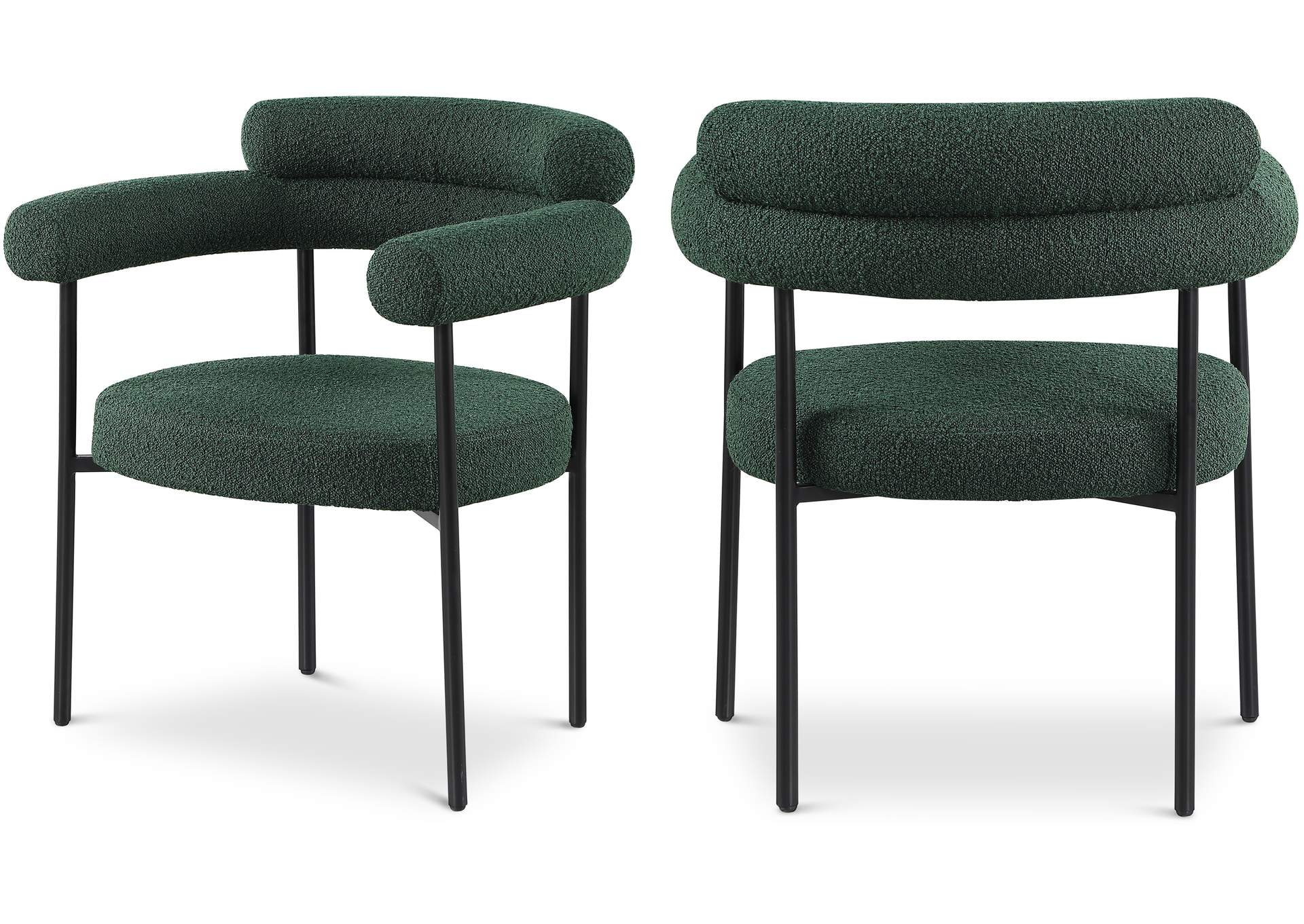 Blake Green Boucle Fabric Dining Chair Set of 2,Meridian Furniture