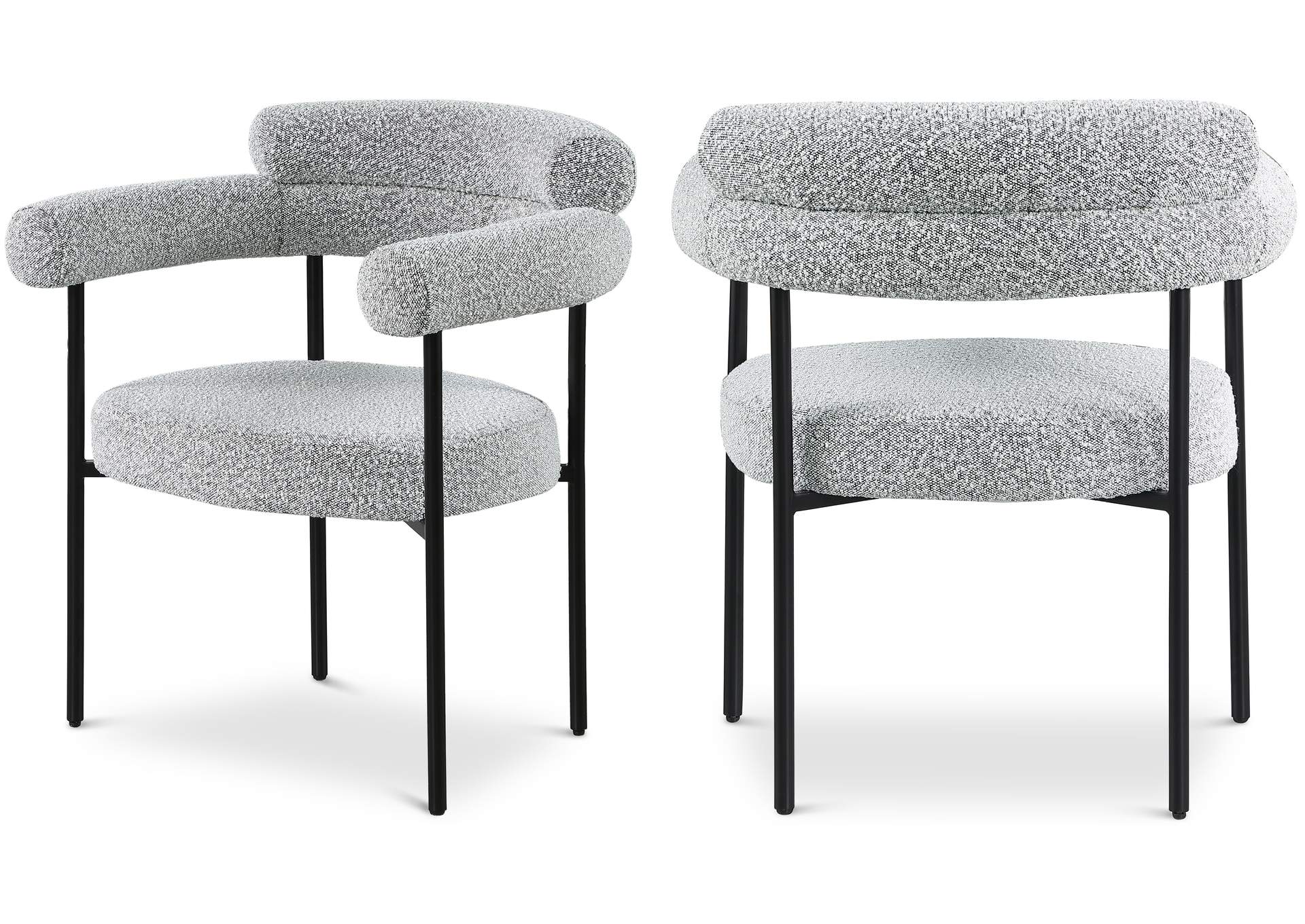 Blake Grey Boucle Fabric Dining Chair Set of 2,Meridian Furniture