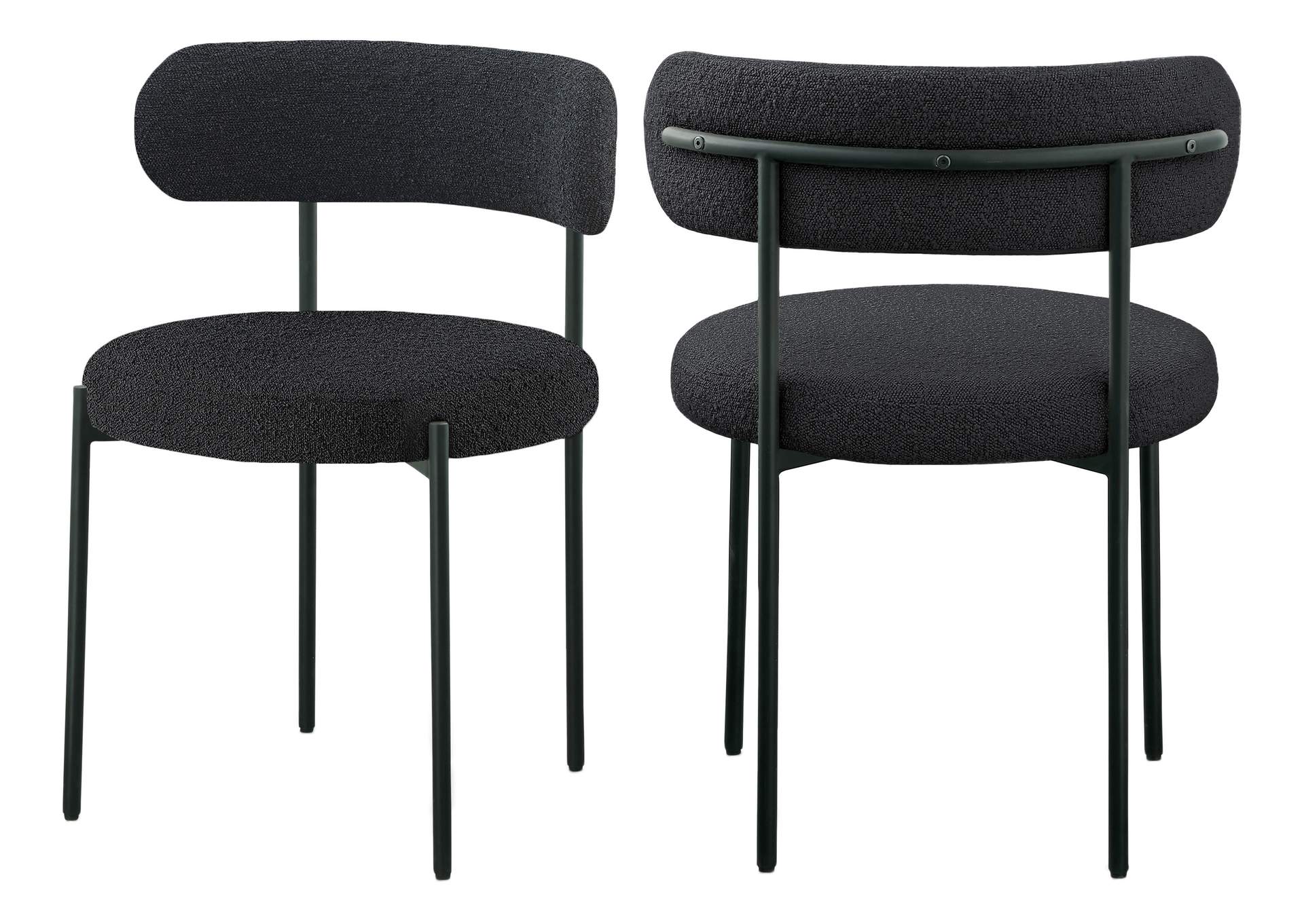 Beacon Black Boucle Fabric Dining Chair Set of 2,Meridian Furniture