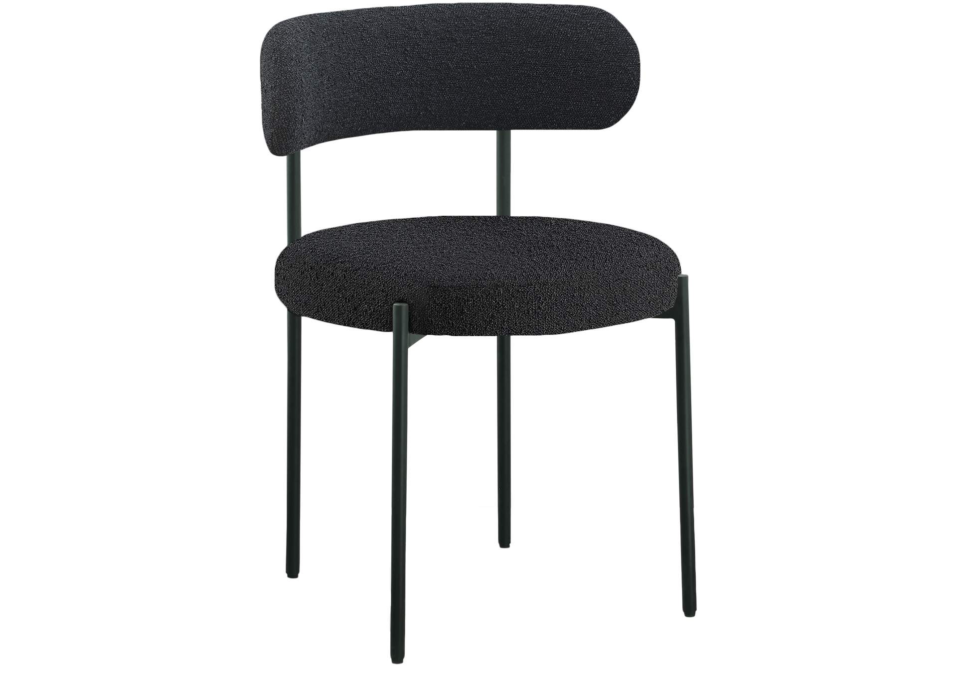 Beacon Black Boucle Fabric Dining Chair Set of 2,Meridian Furniture