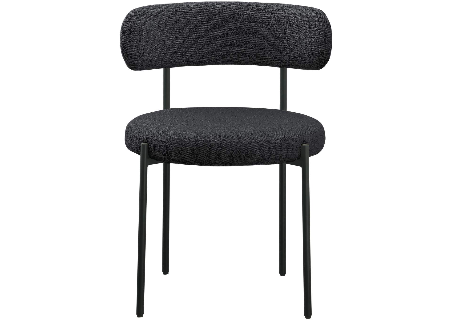 Beacon Black Boucle Fabric Dining Chair Set of 2,Meridian Furniture