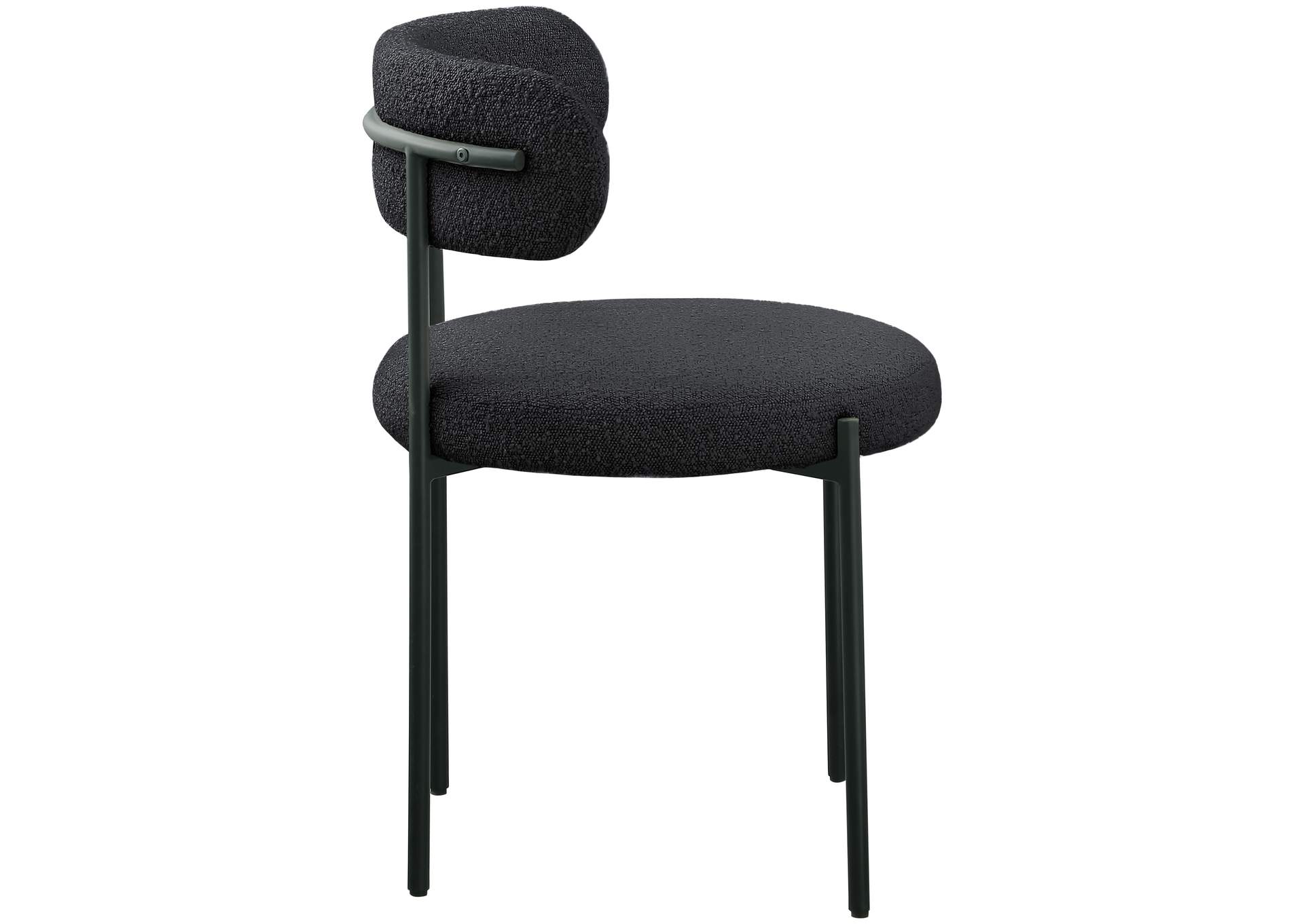 Beacon Black Boucle Fabric Dining Chair Set of 2,Meridian Furniture