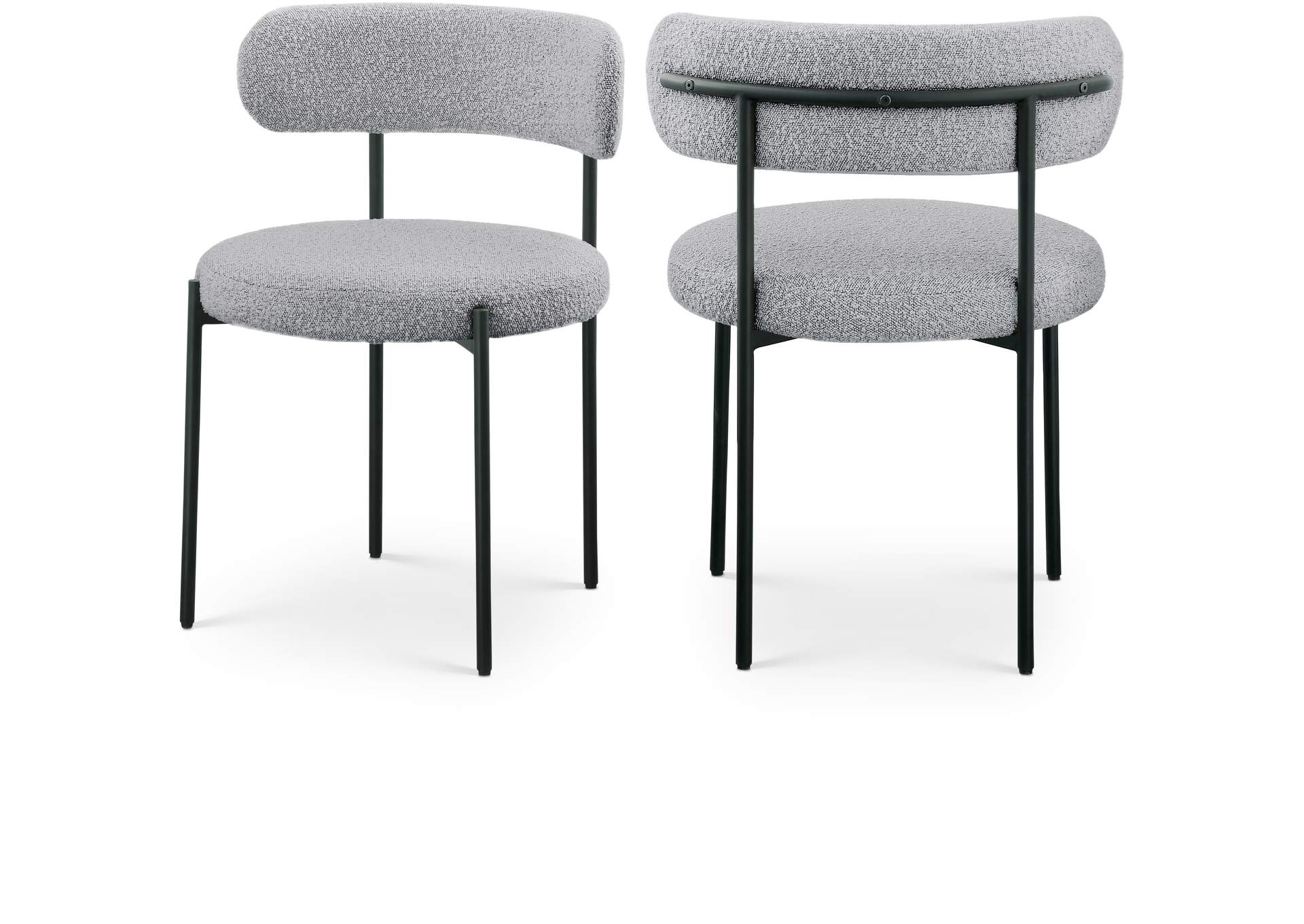 Beacon Grey Boucle Fabric Dining Chair Set of 2,Meridian Furniture