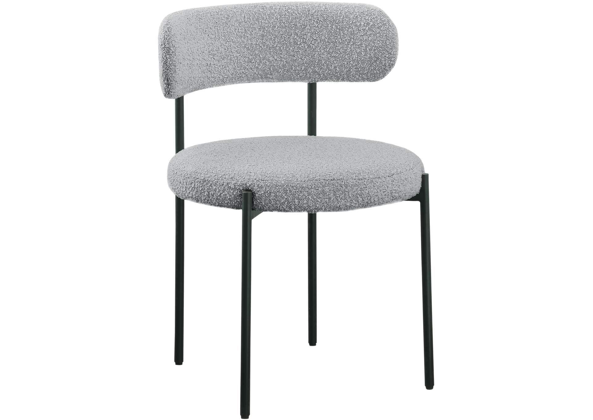 Beacon Grey Boucle Fabric Dining Chair Set of 2,Meridian Furniture