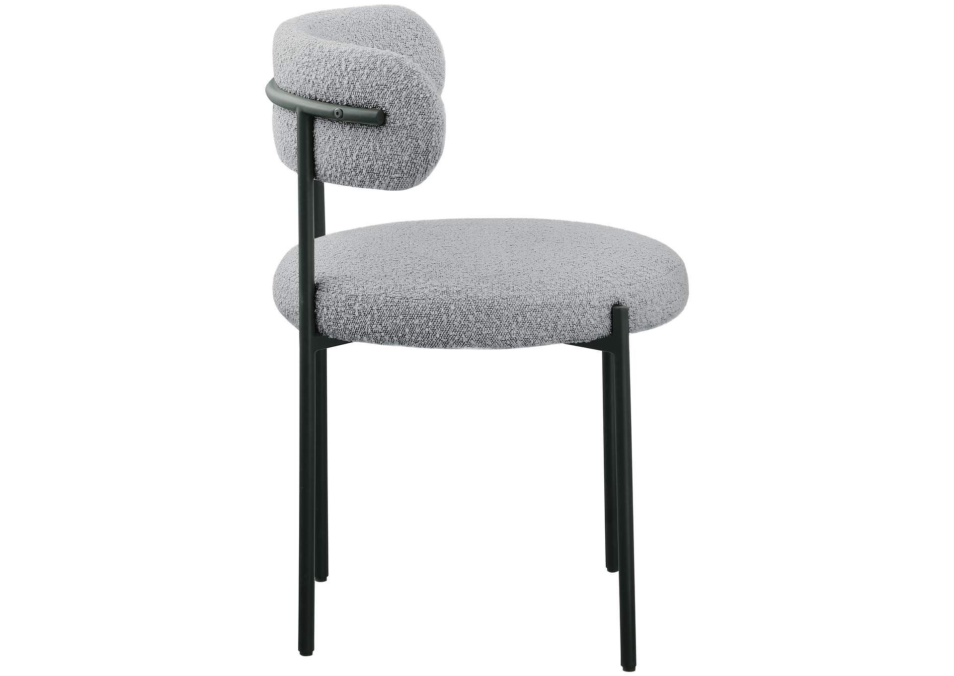 Beacon Grey Boucle Fabric Dining Chair Set of 2,Meridian Furniture