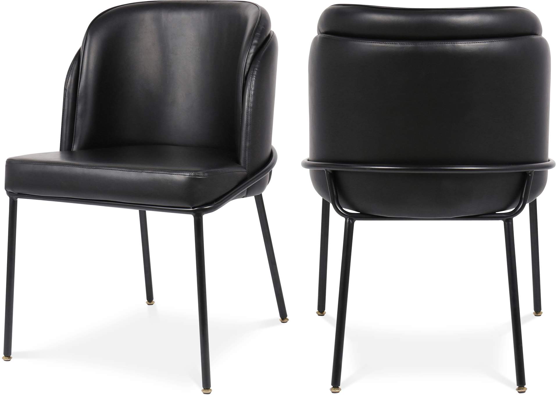 Jagger Black Faux Leather Dining Chair Set of 2,Meridian Furniture