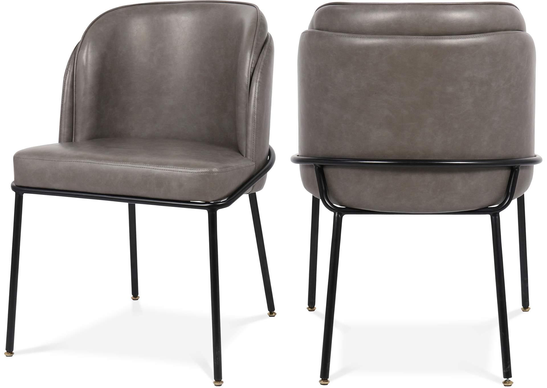 Jagger Grey Faux Leather Dining Chair Set of 2,Meridian Furniture