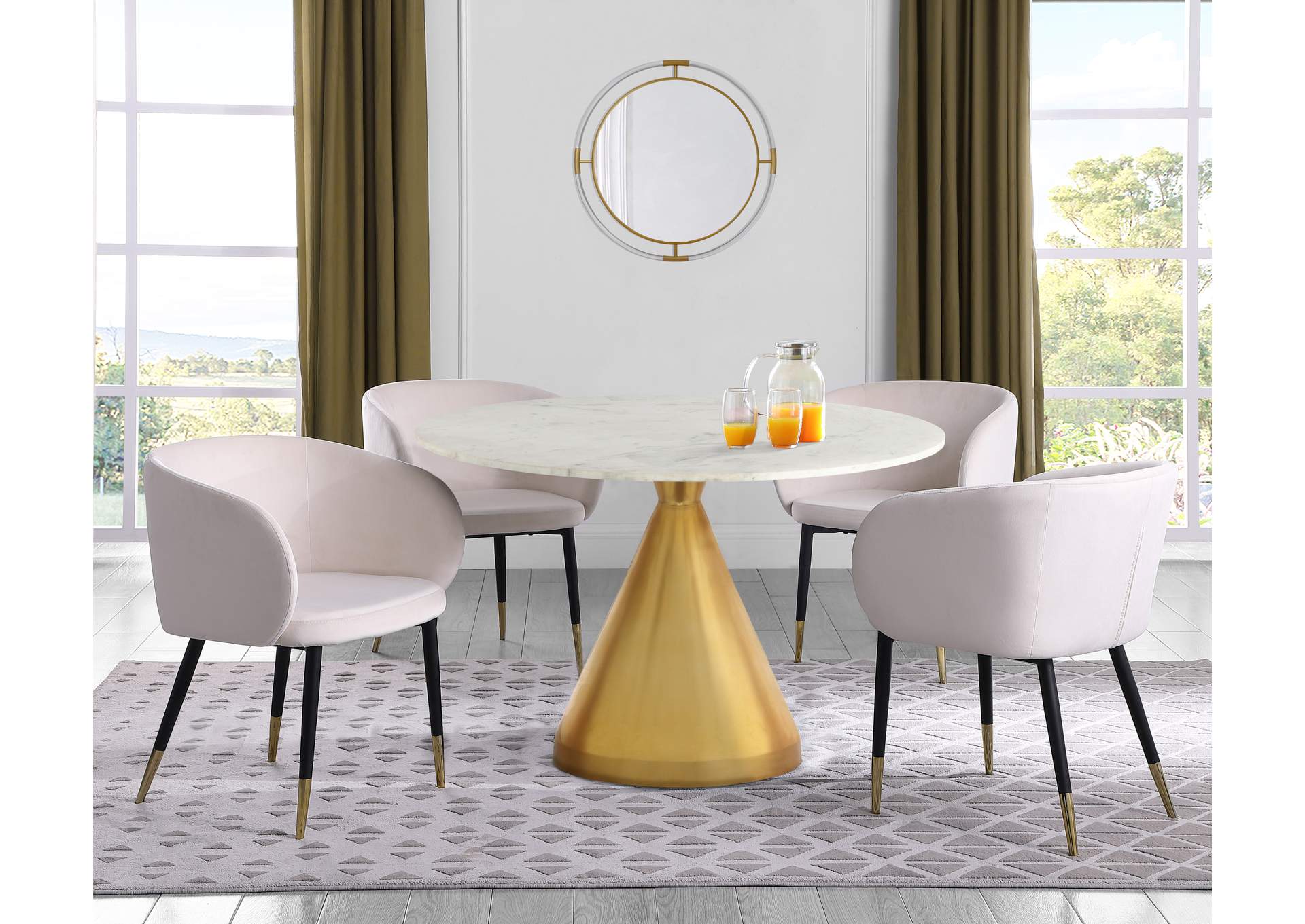 Emery White Marble Dining Table,Meridian Furniture