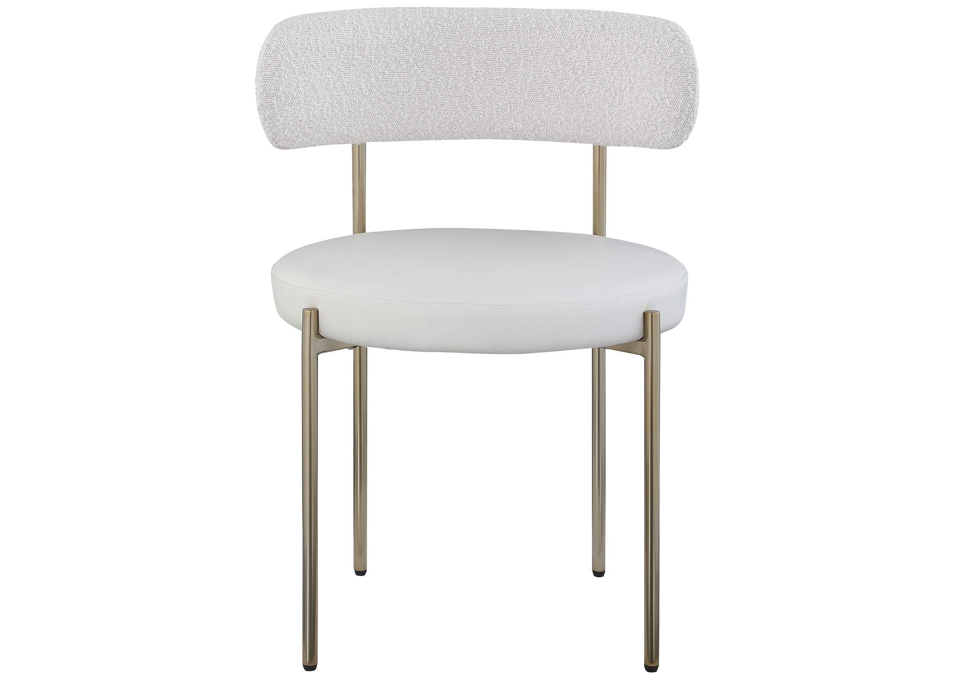 Beacon Cream Faux Leather And Boucle Fabric Dining Chair Set of 2,Meridian Furniture