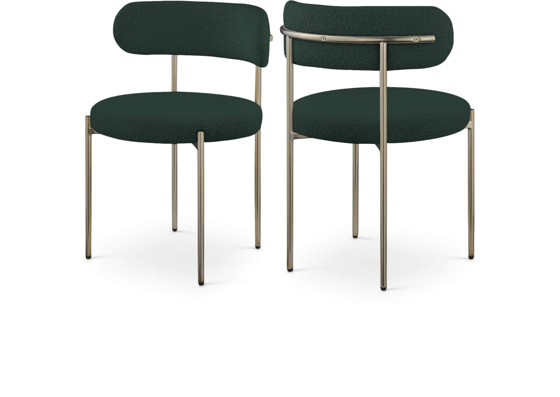 Beacon Green Boucle Fabric Dining Chair Set of 2,Meridian Furniture