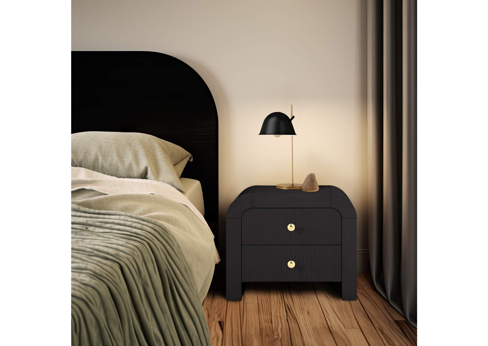 Artisto Black Night Stand,Meridian Furniture