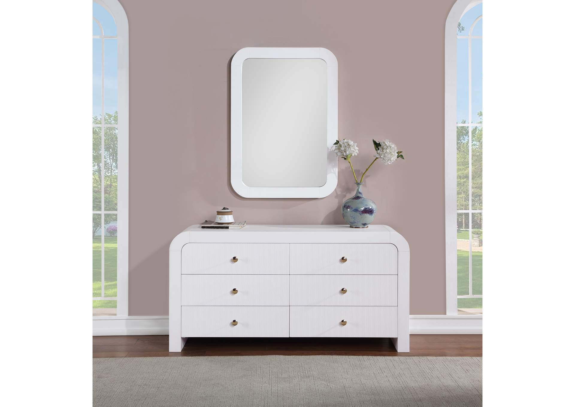 Artisto White Mirror,Meridian Furniture