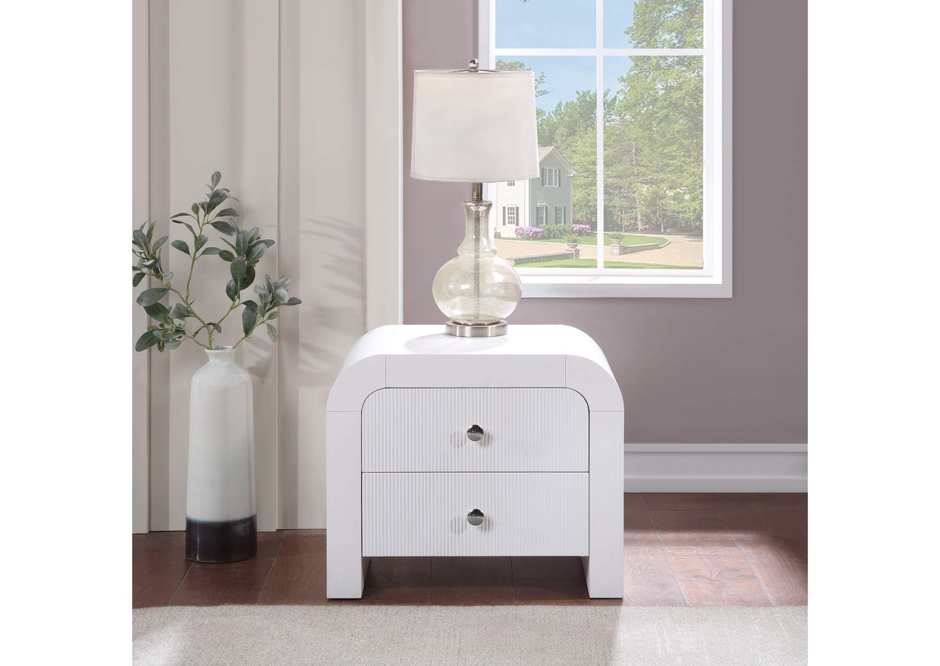 Artisto White Night Stand,Meridian Furniture