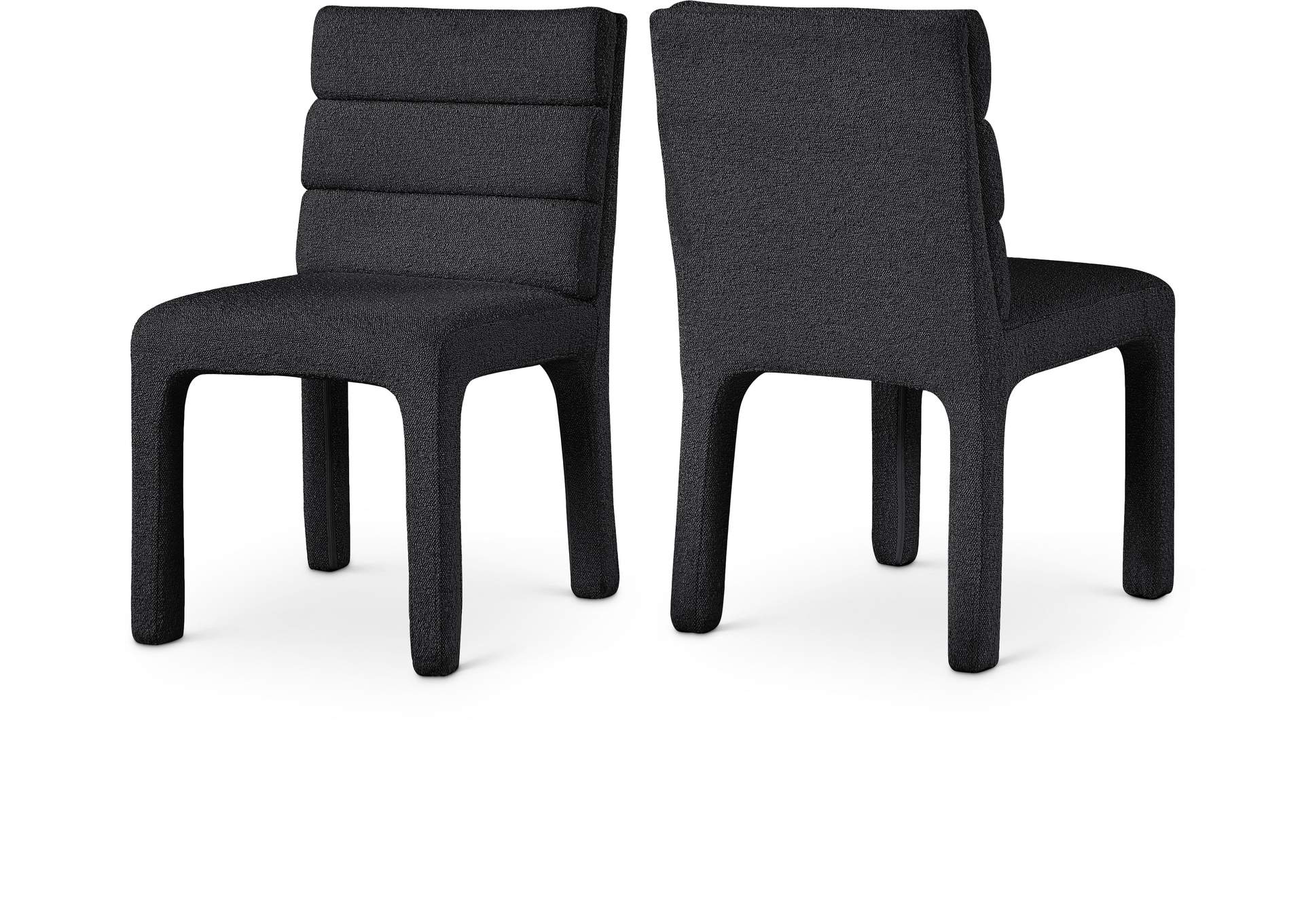 Kai Black Boucle Fabric Dining Chair Set of 2,Meridian Furniture