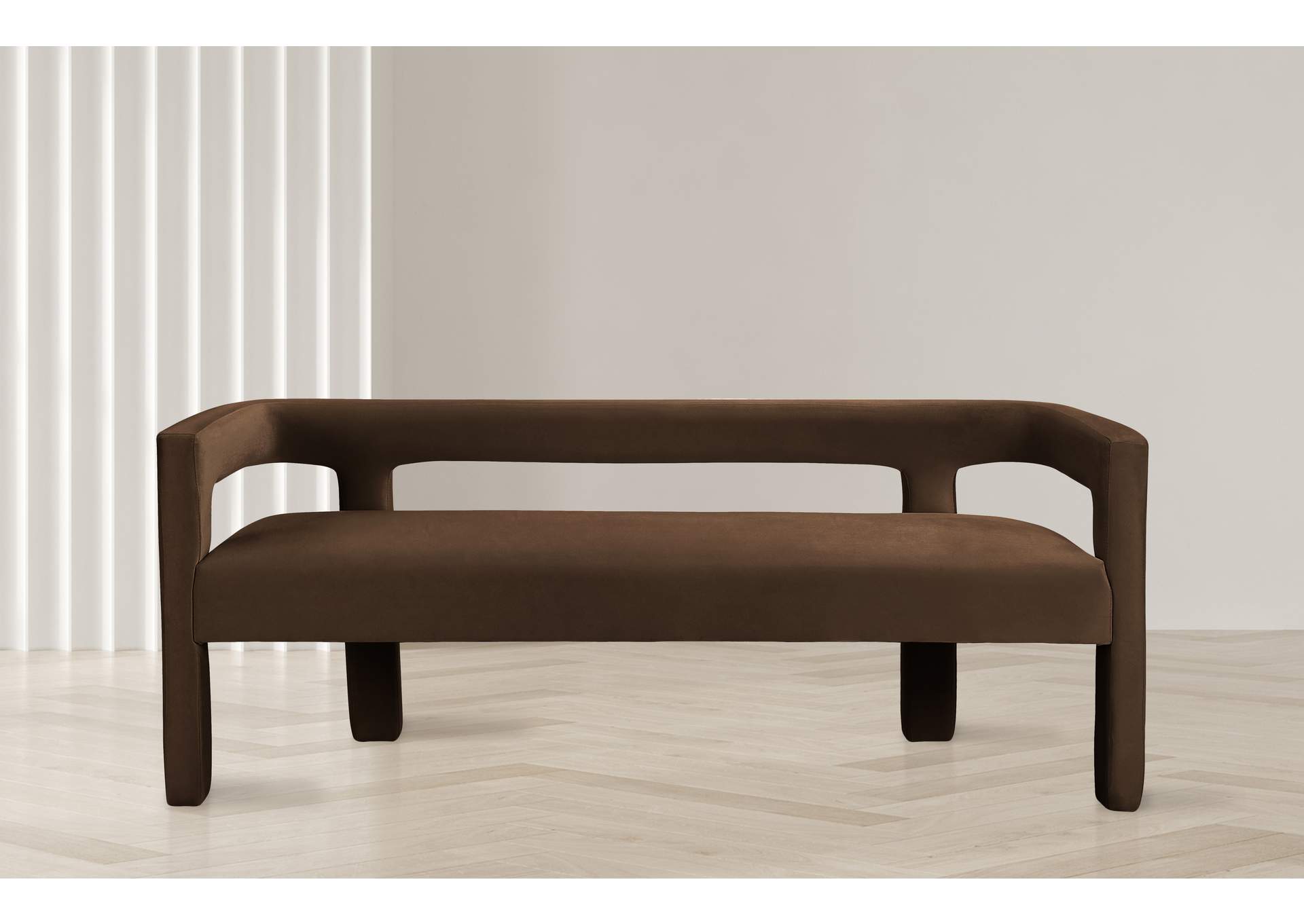 Athena Brown Velvet Bench,Meridian Furniture