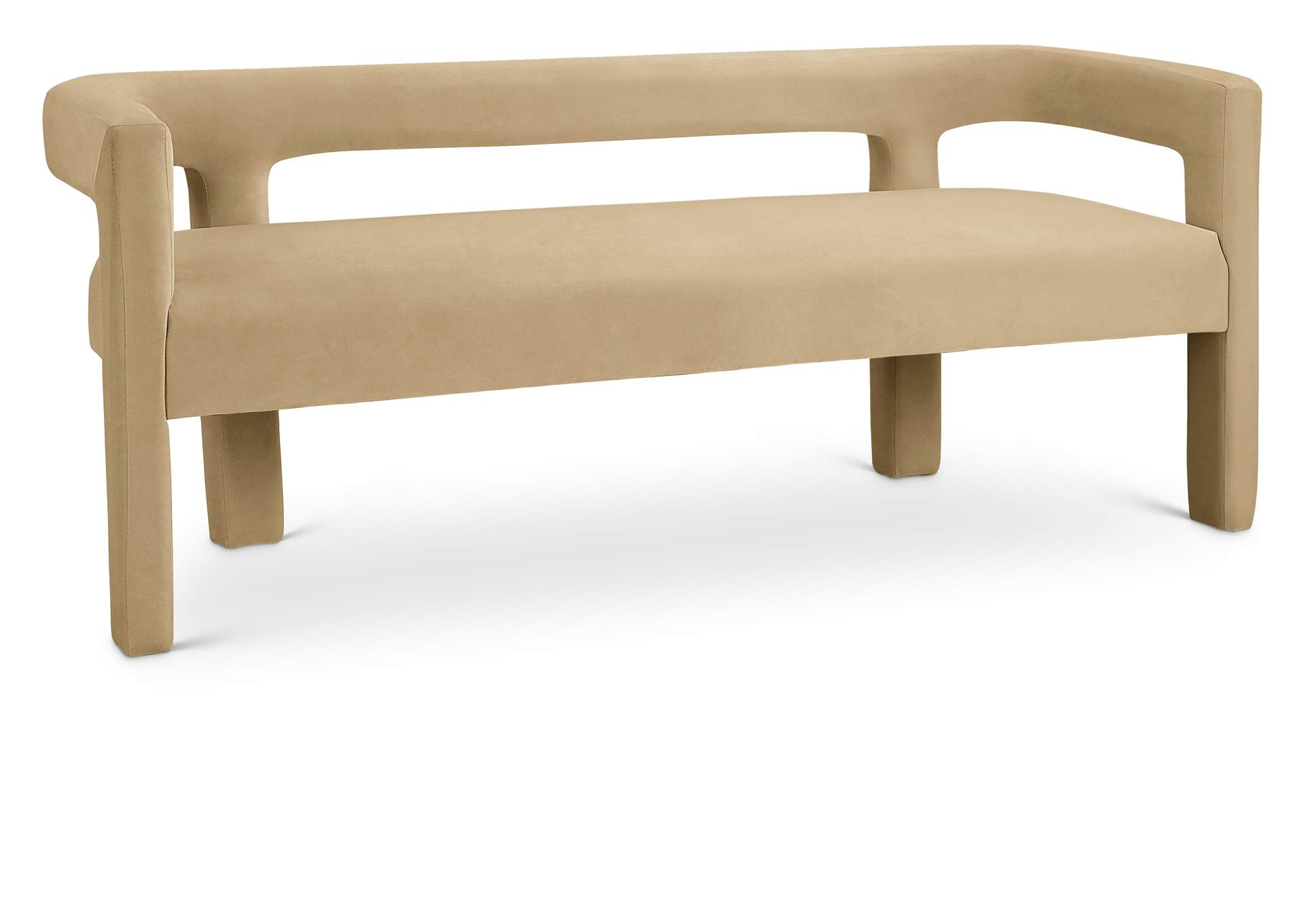 Athena Camel Velvet Bench,Meridian Furniture