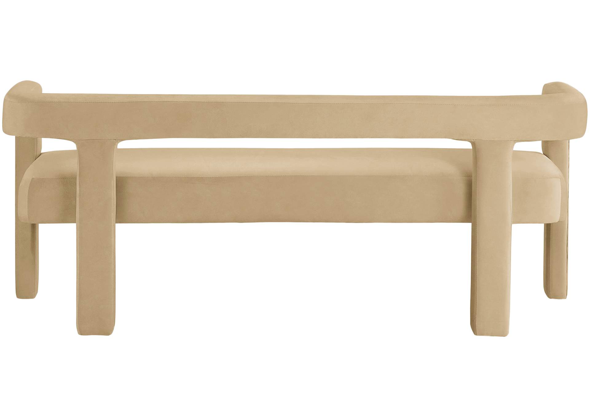 Athena Camel Velvet Bench,Meridian Furniture