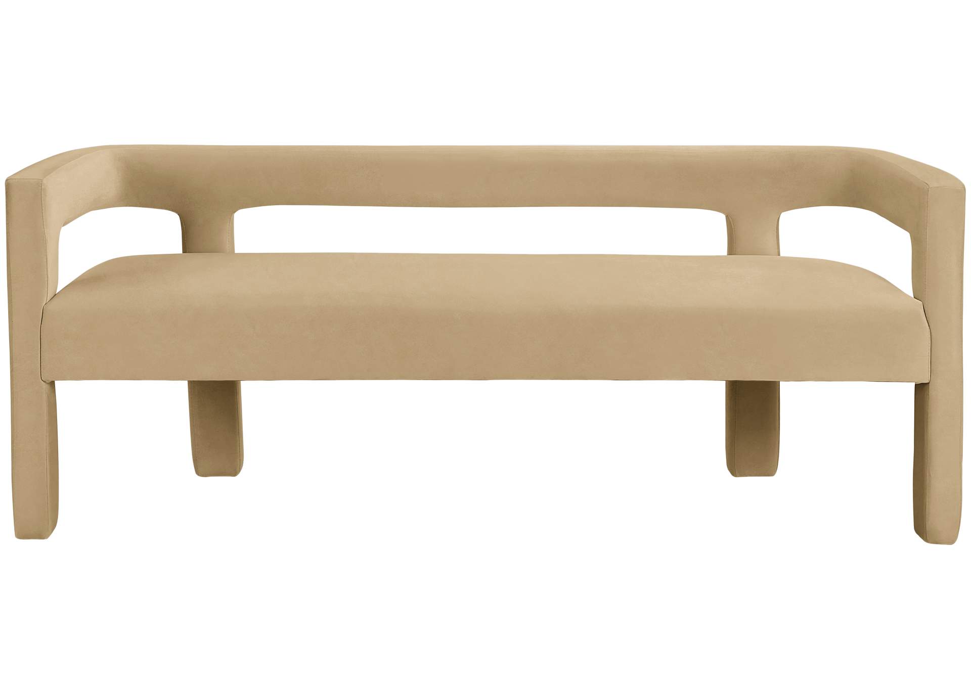 Athena Camel Velvet Bench,Meridian Furniture