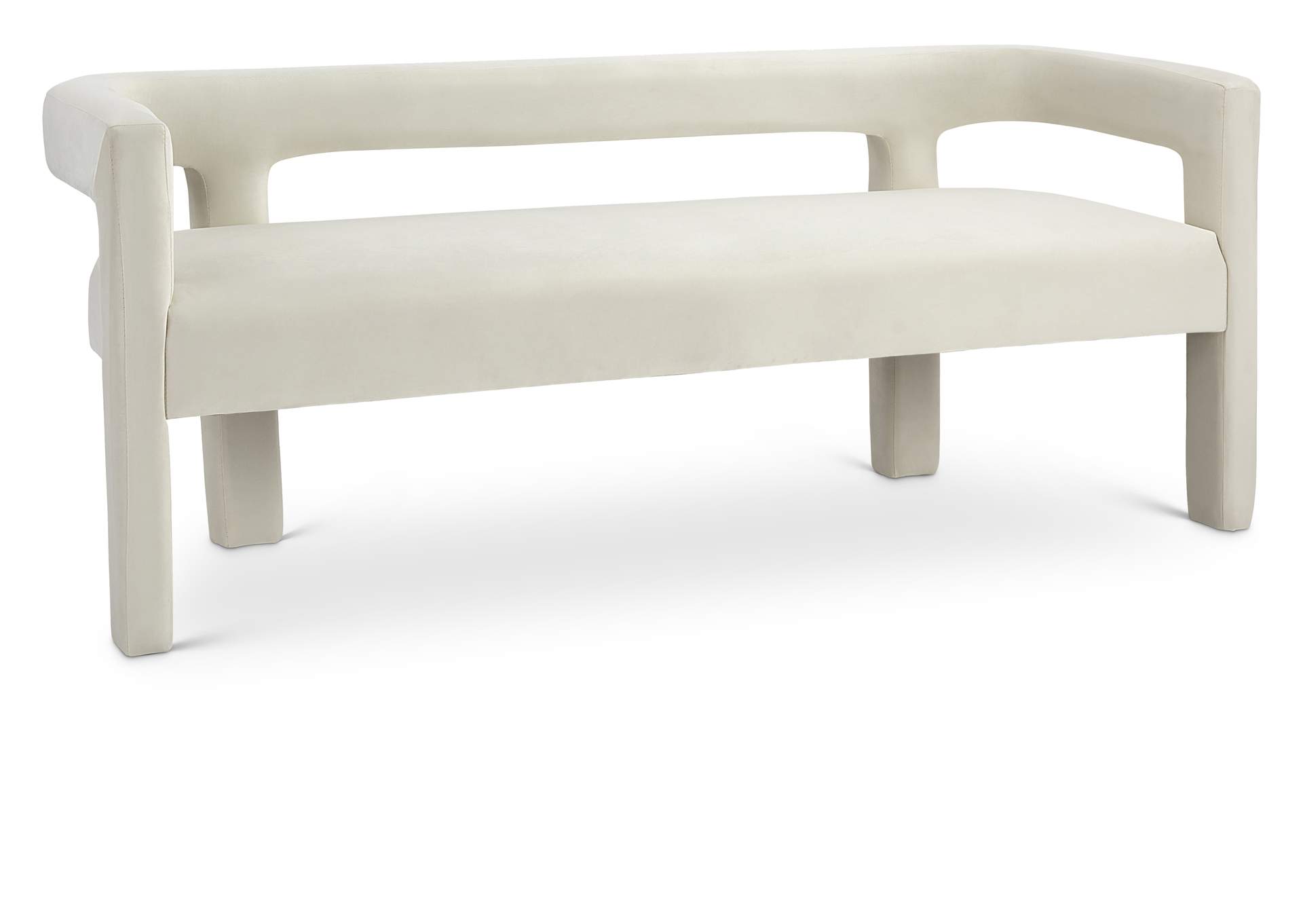 Athena Cream Velvet Bench,Meridian Furniture