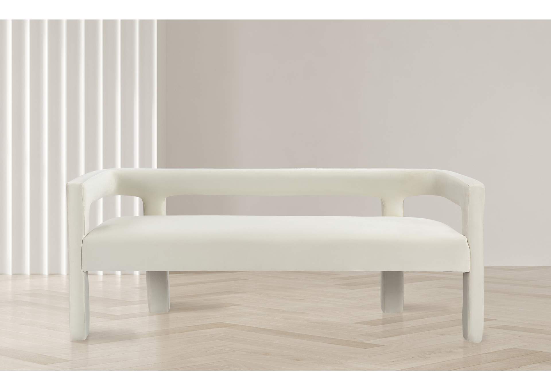 Athena Cream Velvet Bench,Meridian Furniture