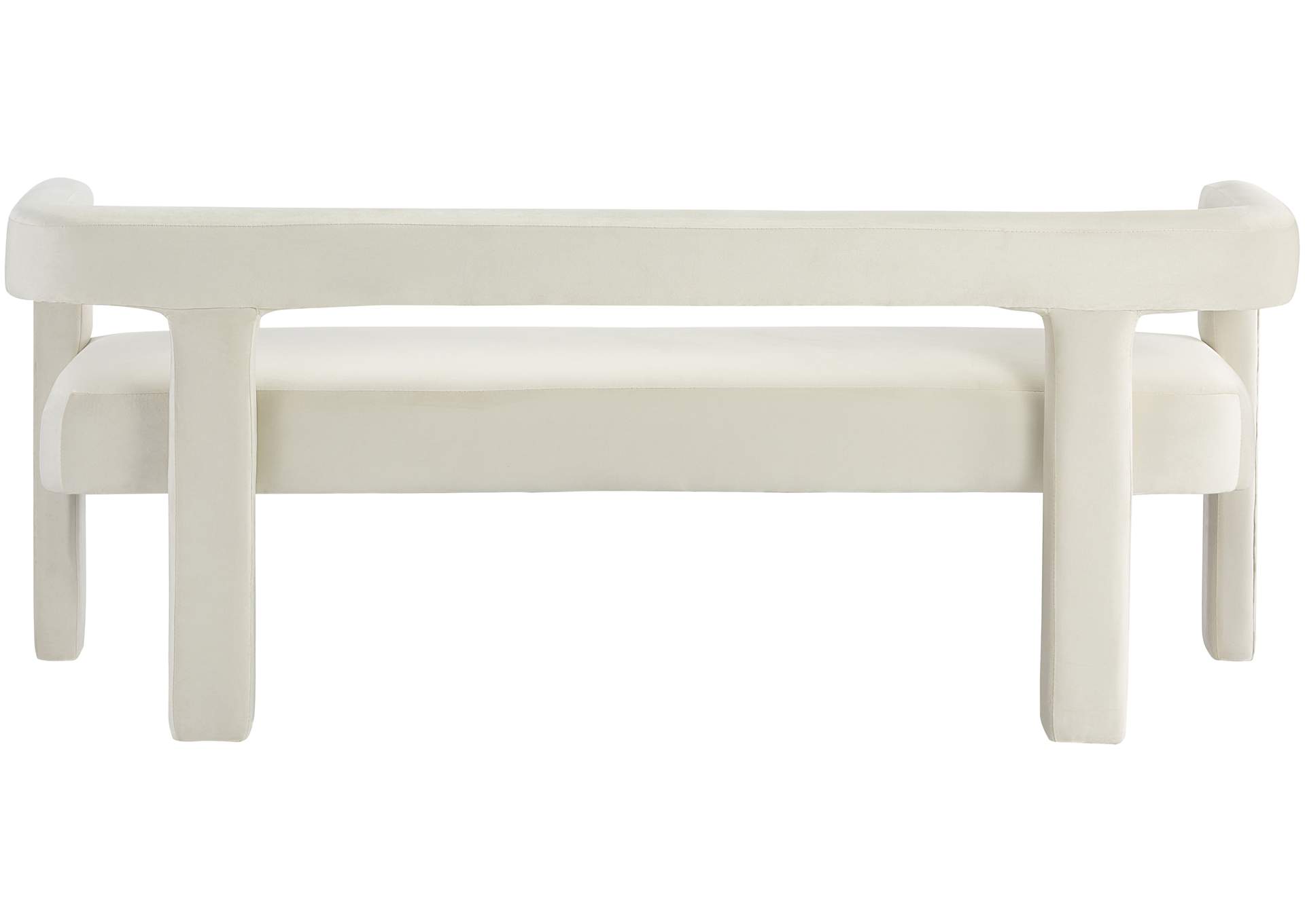 Athena Cream Velvet Bench,Meridian Furniture