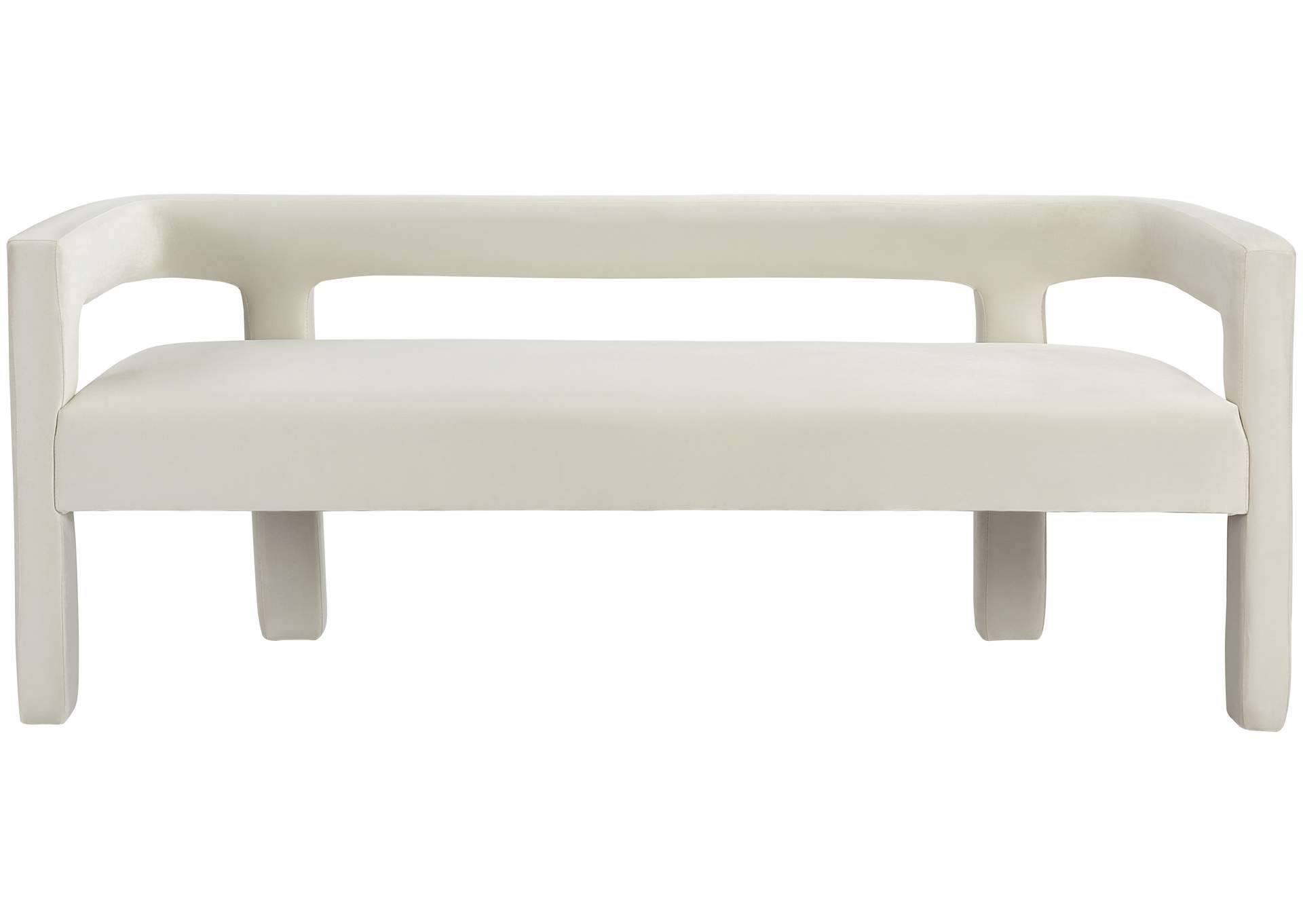 Athena Cream Velvet Bench,Meridian Furniture