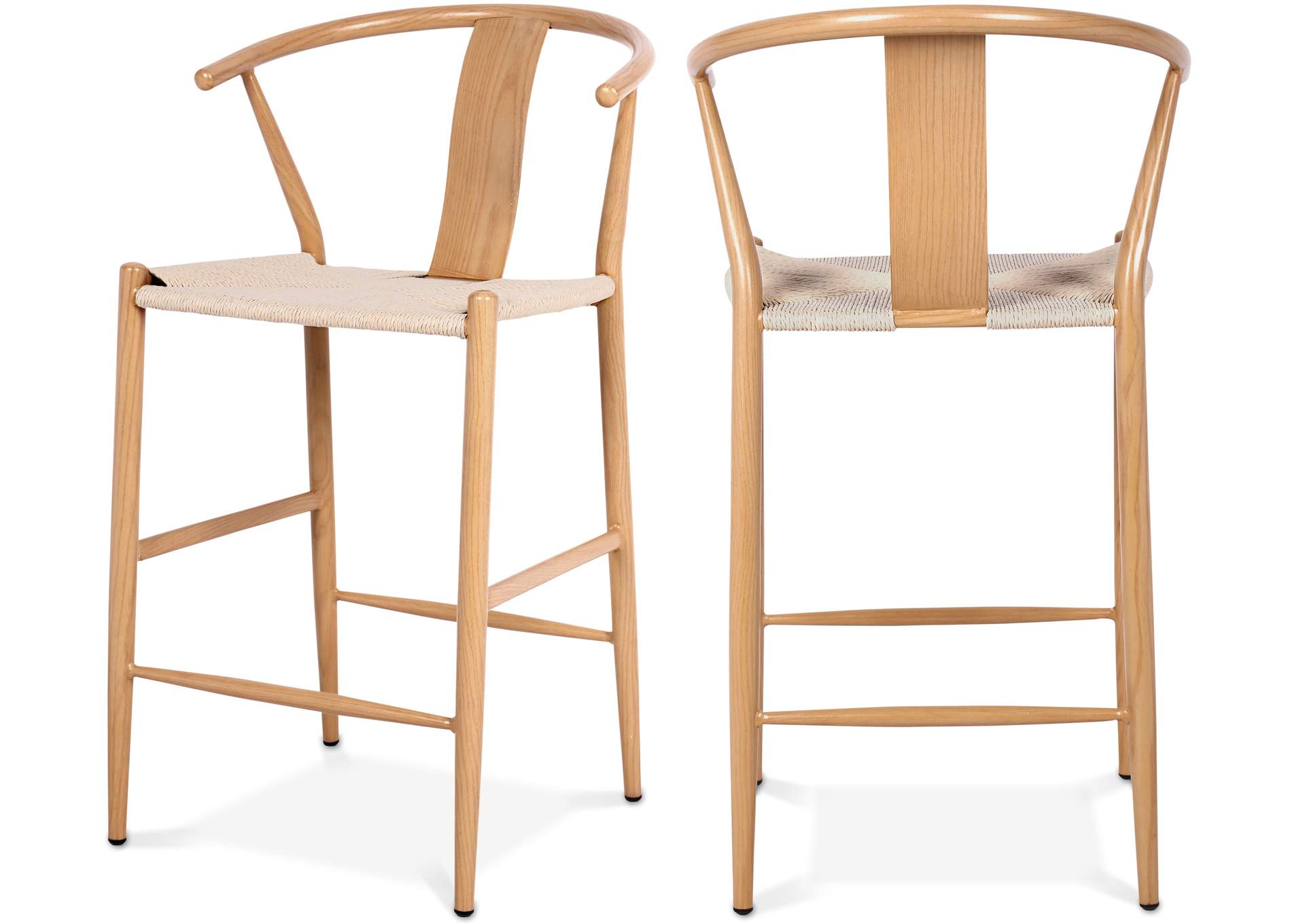 Beck Beige Hand Woven Rope Stool Set of 2,Meridian Furniture