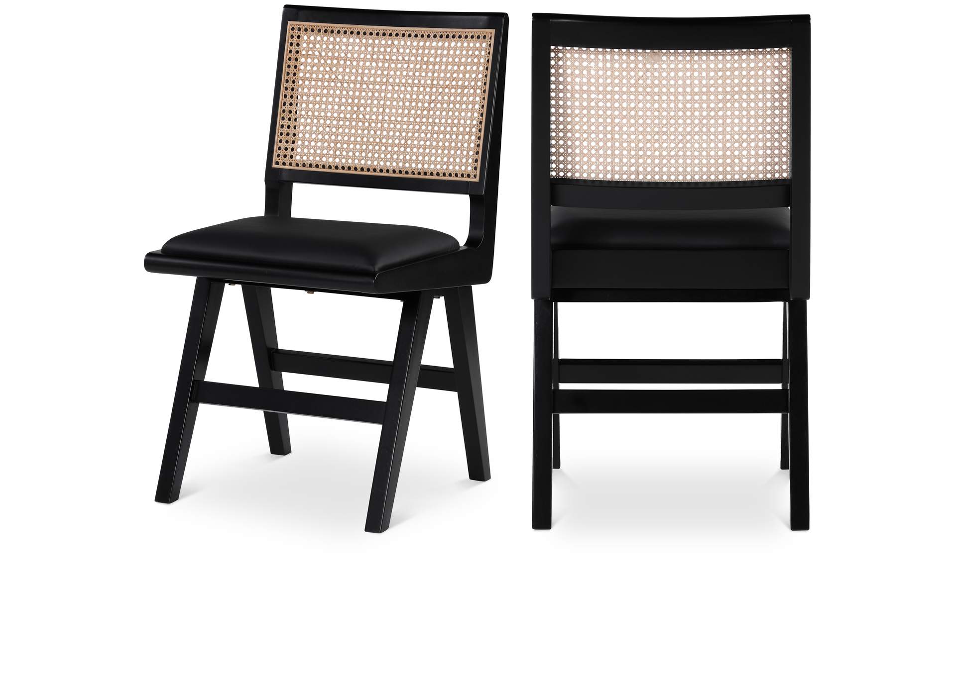 Abby Black Faux Leather Dining Side Chair Set of 2,Meridian Furniture