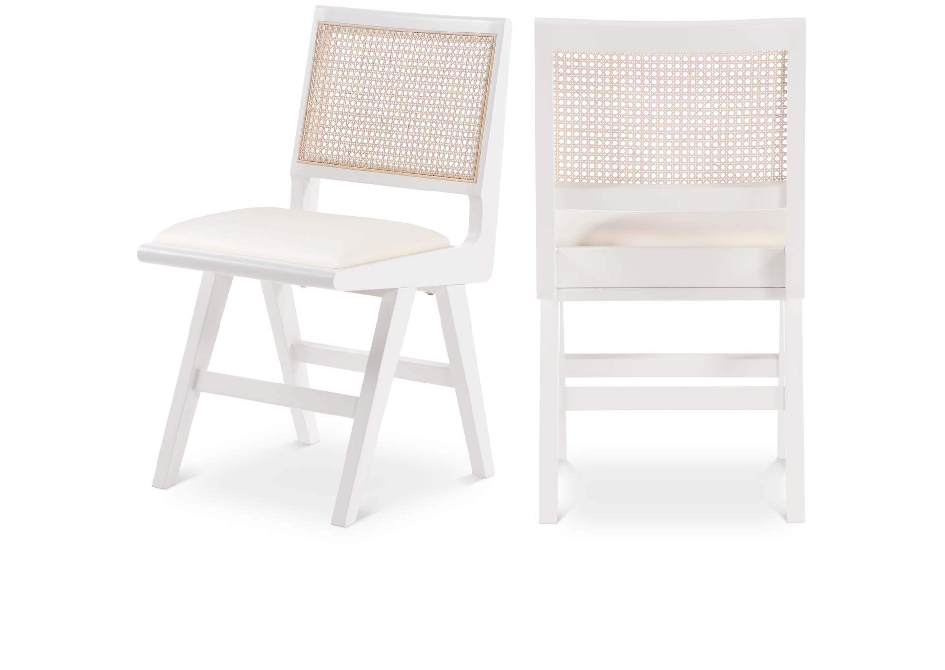 Abby Cream Faux Leather Dining Side Chair Set of 2,Meridian Furniture