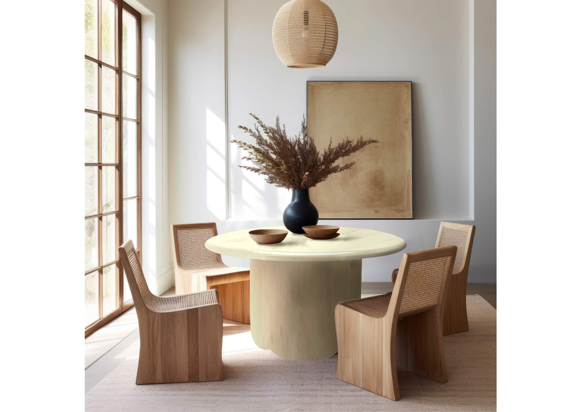 Benito Cream Oak Dining Table,Meridian Furniture