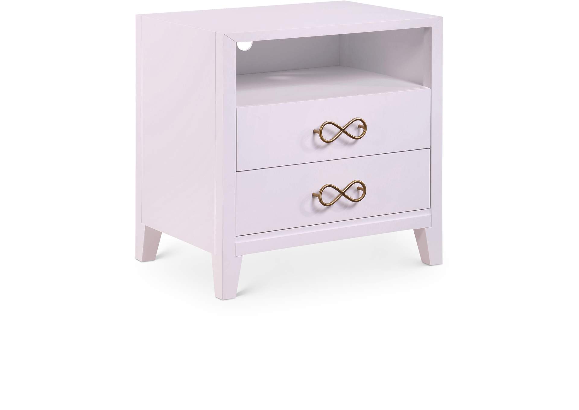 Bowtie Pink - Gold Night Stand,Meridian Furniture