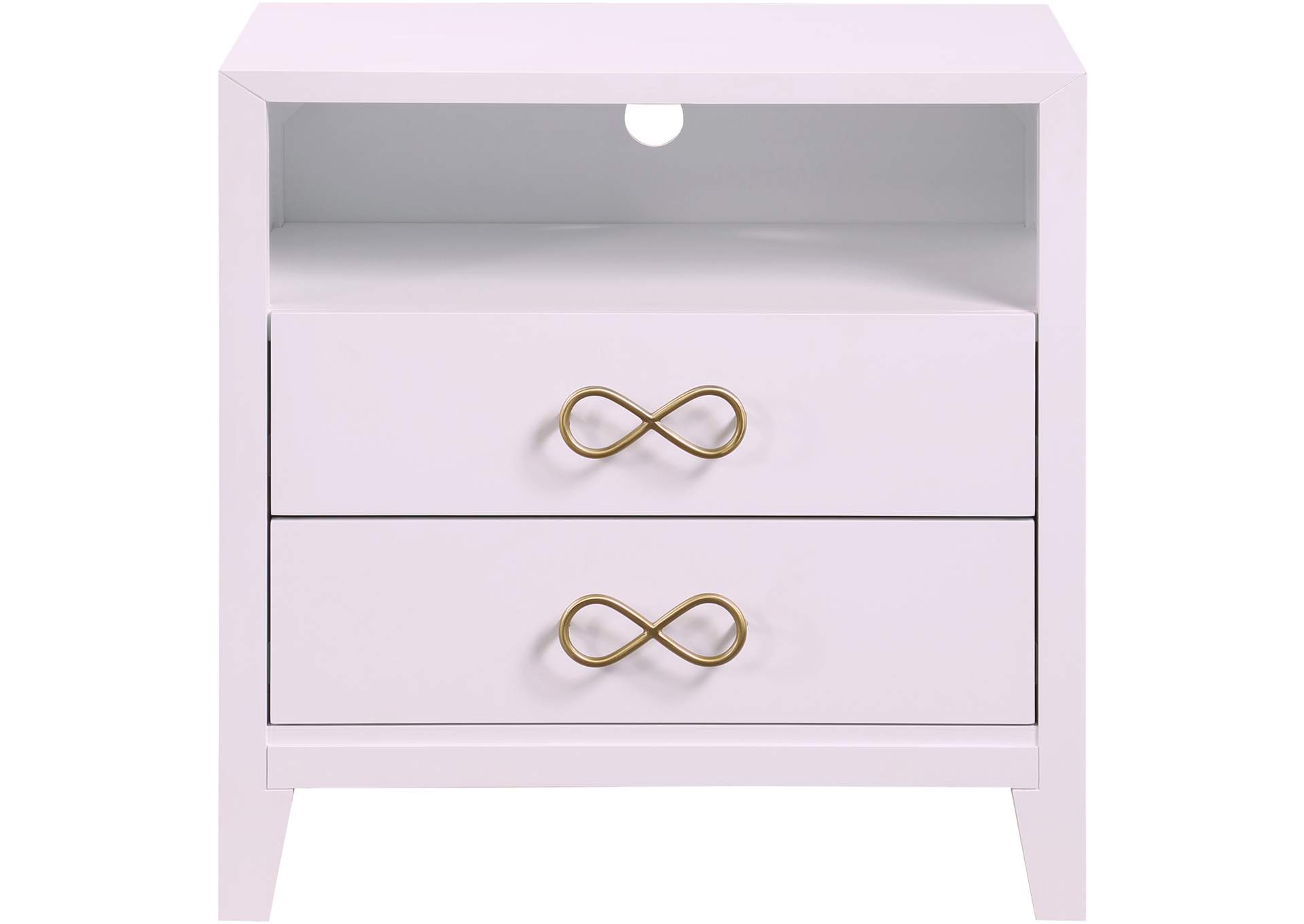 Bowtie Pink - Gold Night Stand,Meridian Furniture