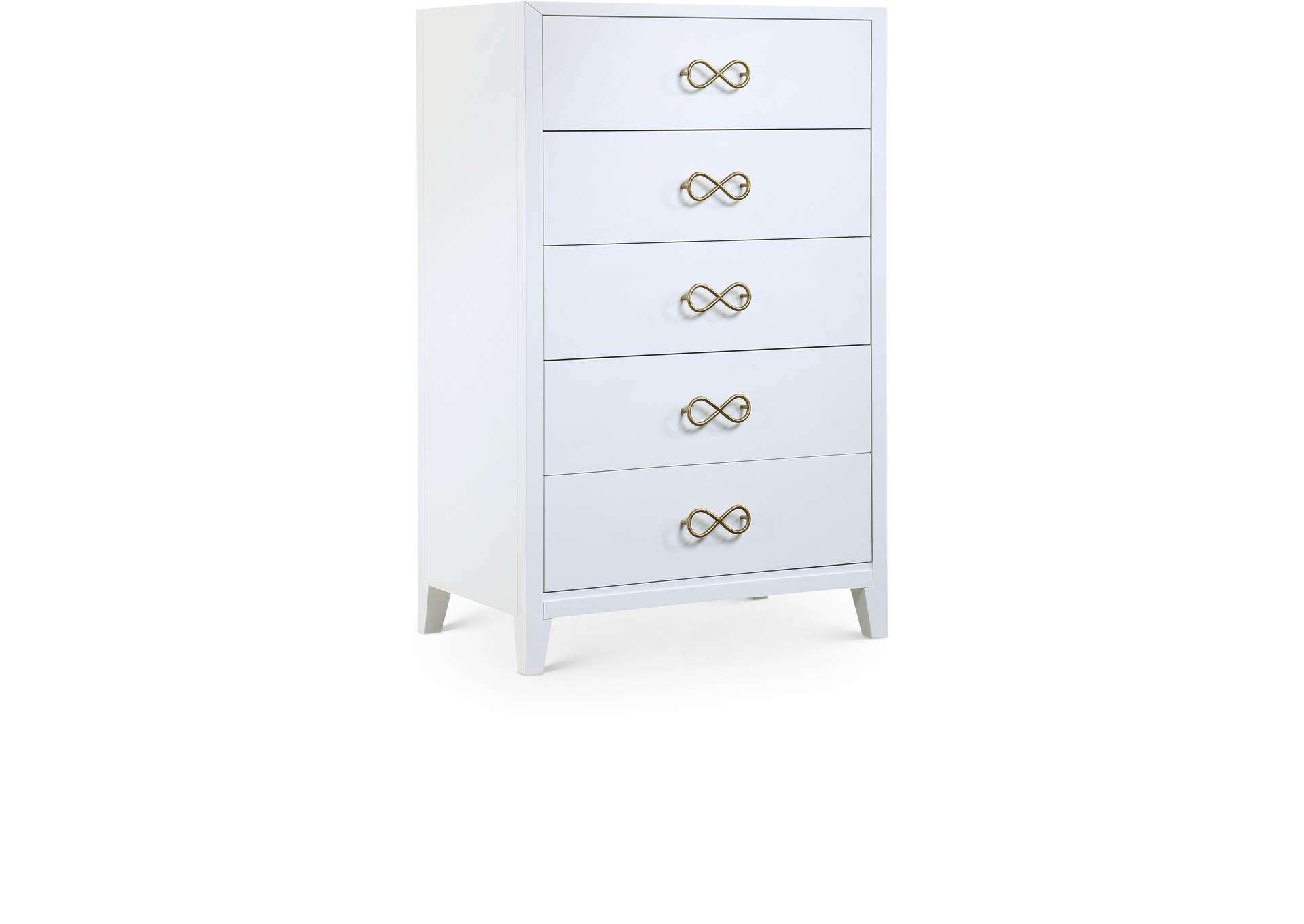 Bowtie White - Gold Chest,Meridian Furniture