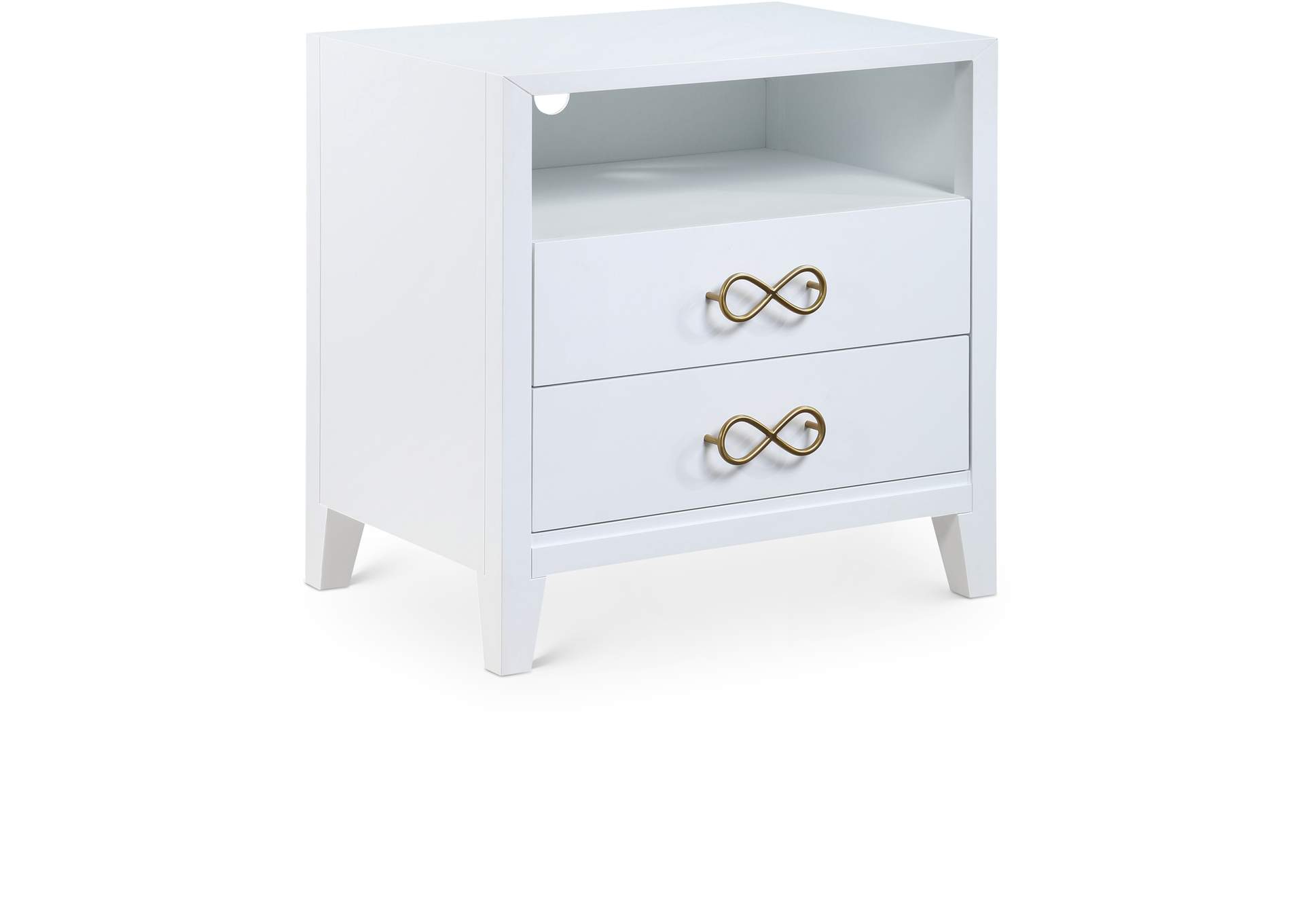 Bowtie White - Gold Night Stand,Meridian Furniture