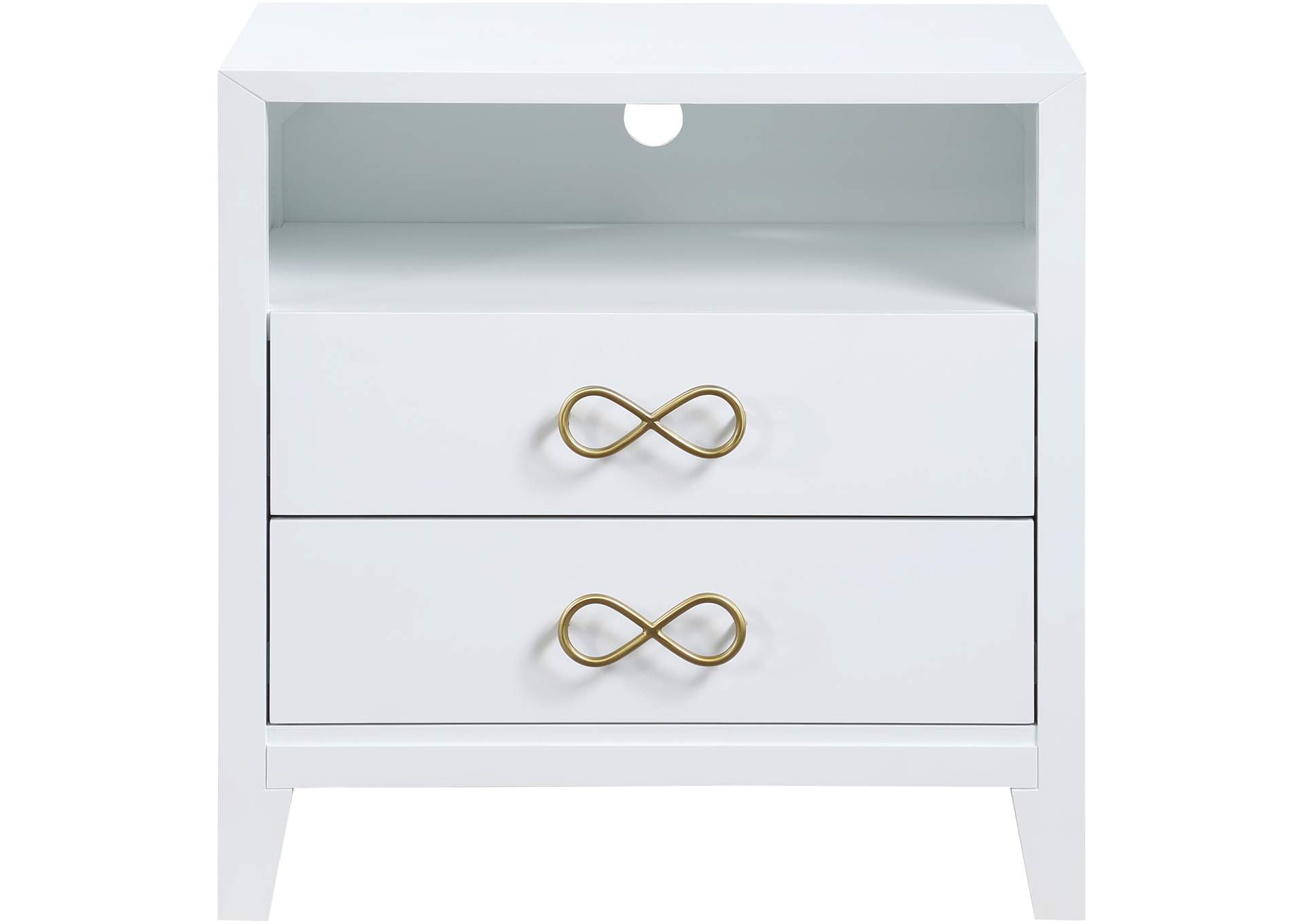 Bowtie White - Gold Night Stand,Meridian Furniture