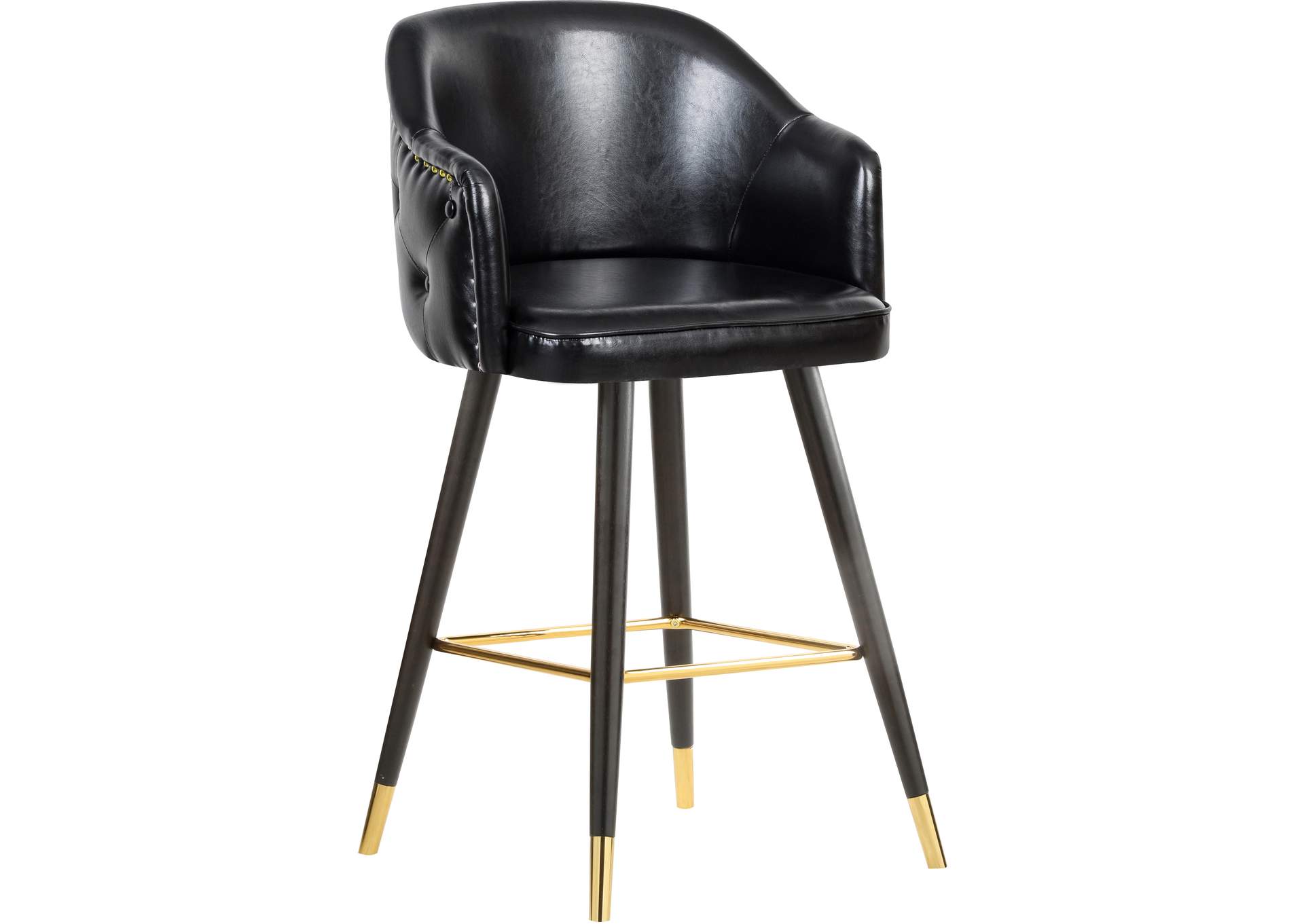 Barbosa Black Faux Leather Counter - Bar Stool Set of 2,Meridian Furniture