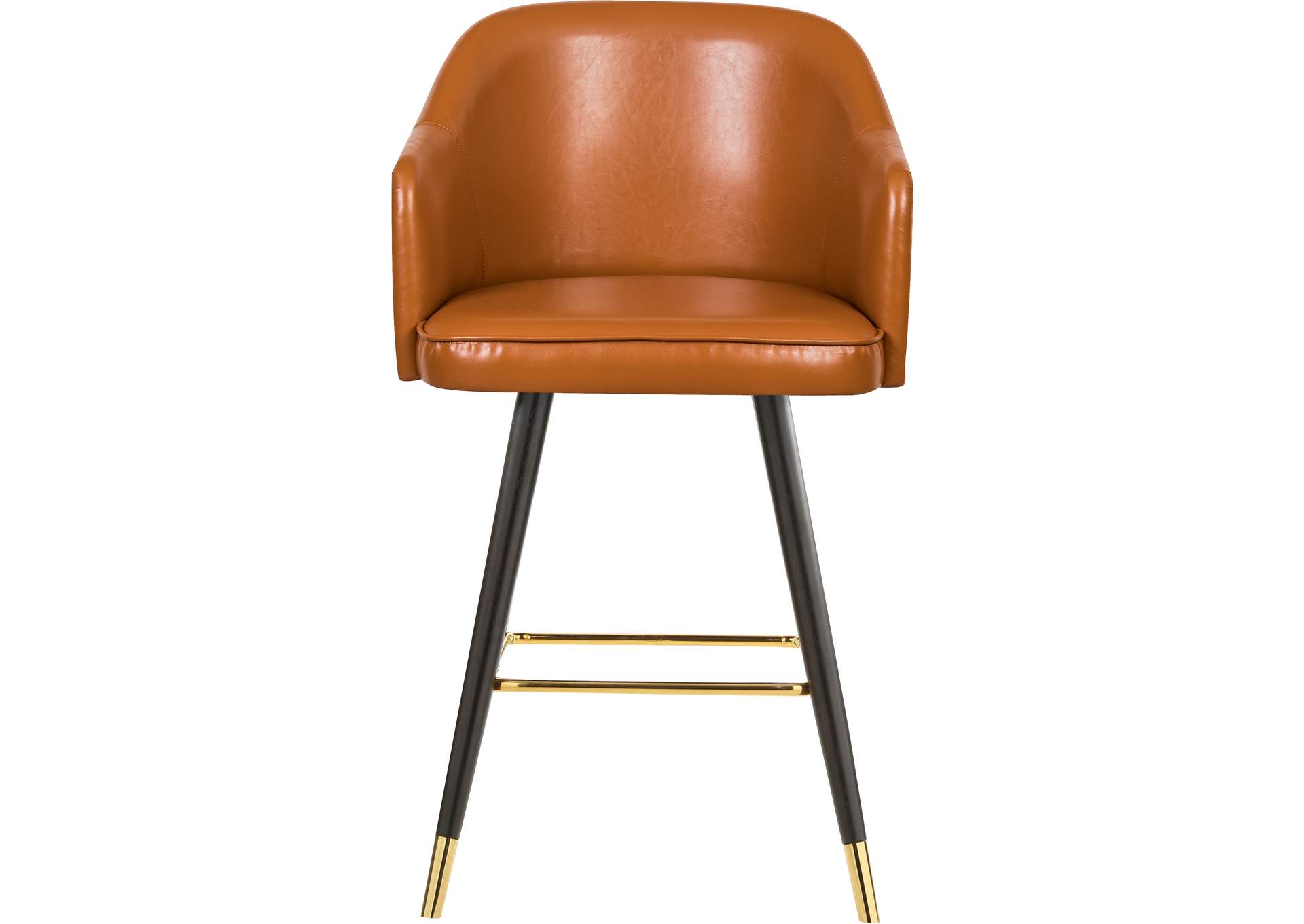 Barbosa Cognac Faux Leather Counter - Bar Stool Set of 2,Meridian Furniture