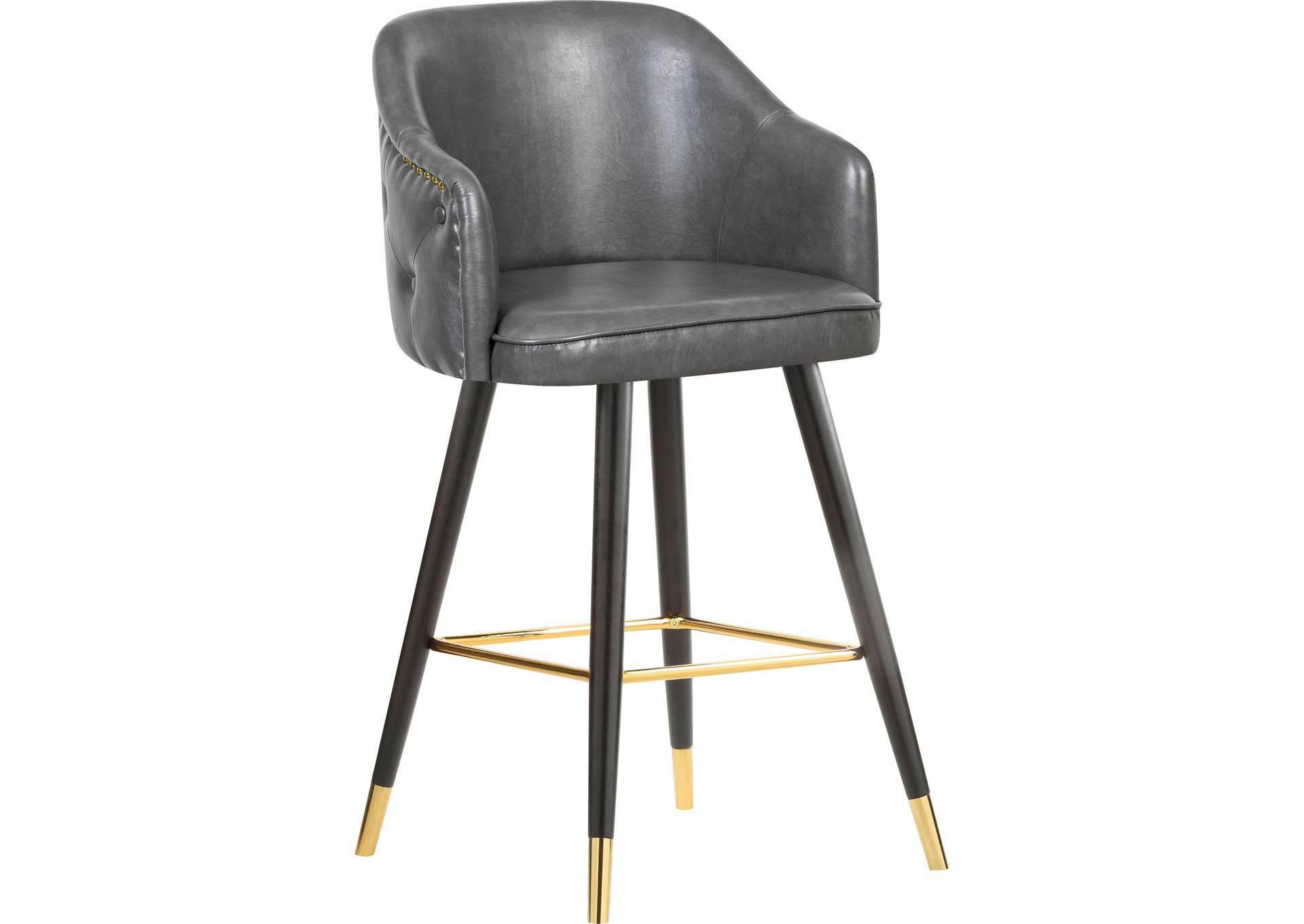 Barbosa Grey Faux Leather Counter - Bar Stool Set of 2,Meridian Furniture