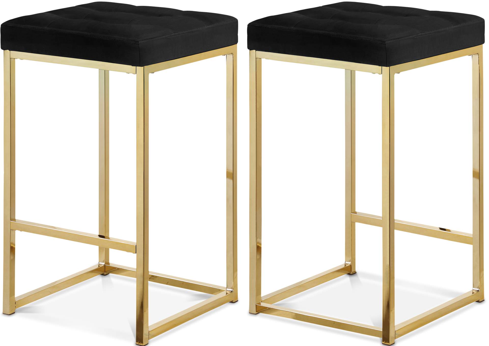 Nicola Black Velvet Stool Set of 2,Meridian Furniture