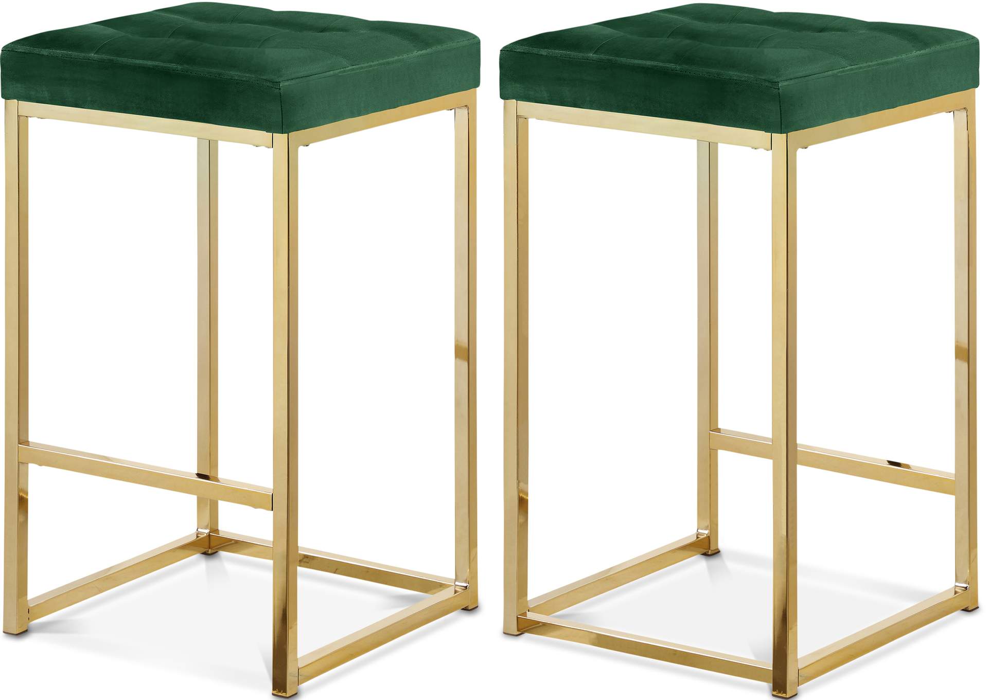 Nicola Green Velvet Stool Set of 2,Meridian Furniture