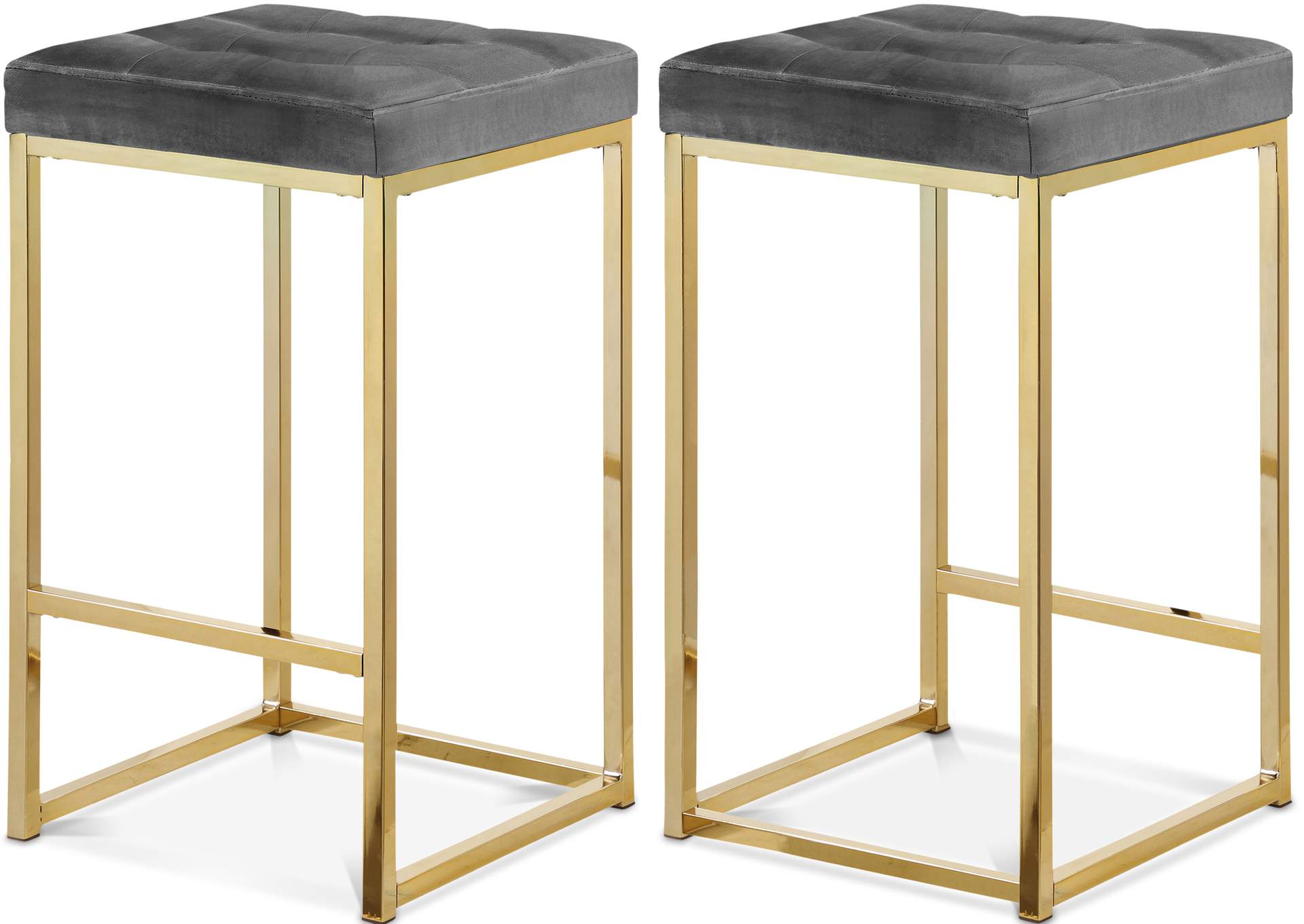 Nicola Grey Velvet Stool Set of 2,Meridian Furniture